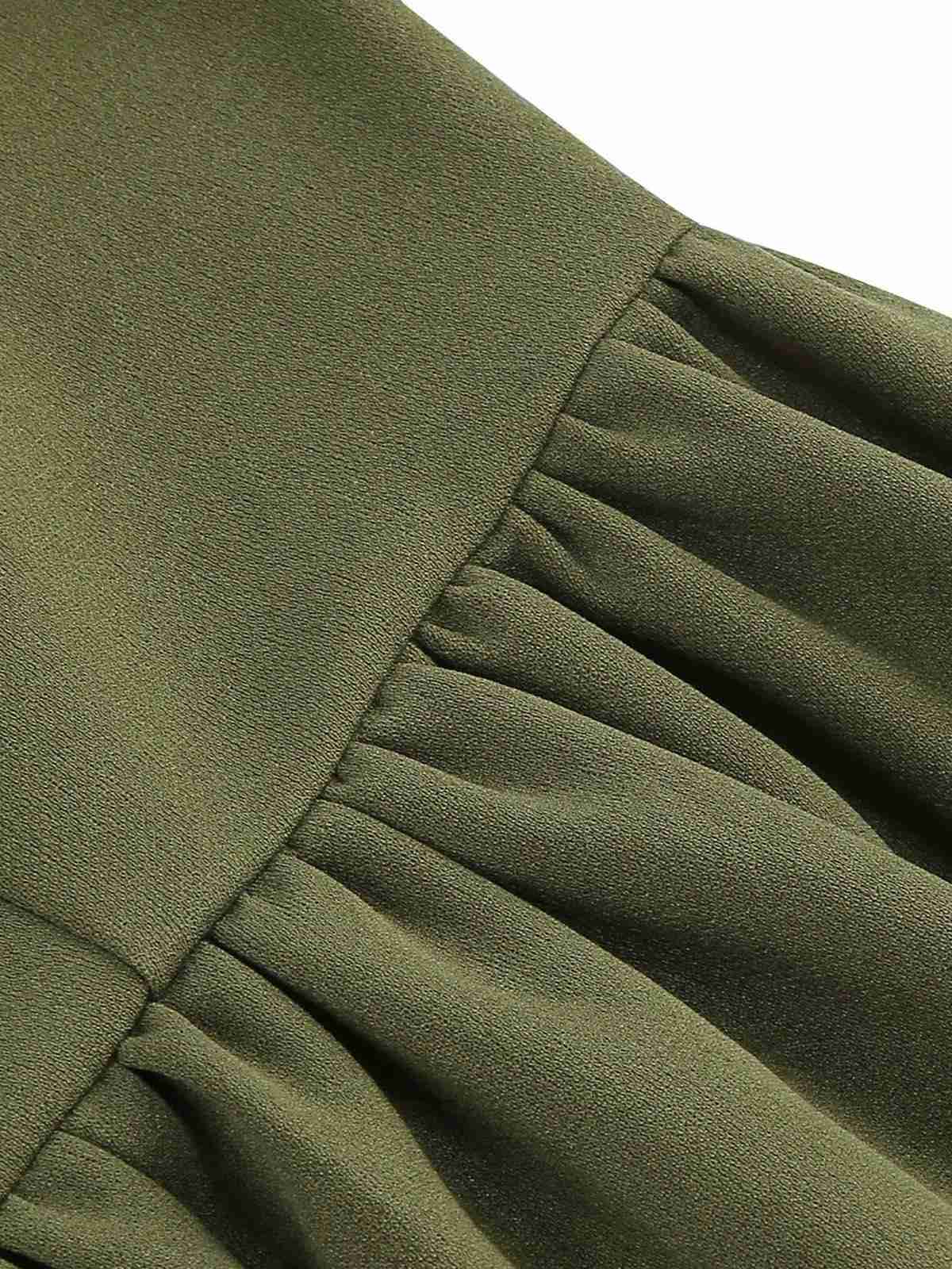 1950s Solid Bow Collar Buttoned Swing Dress - Image 12