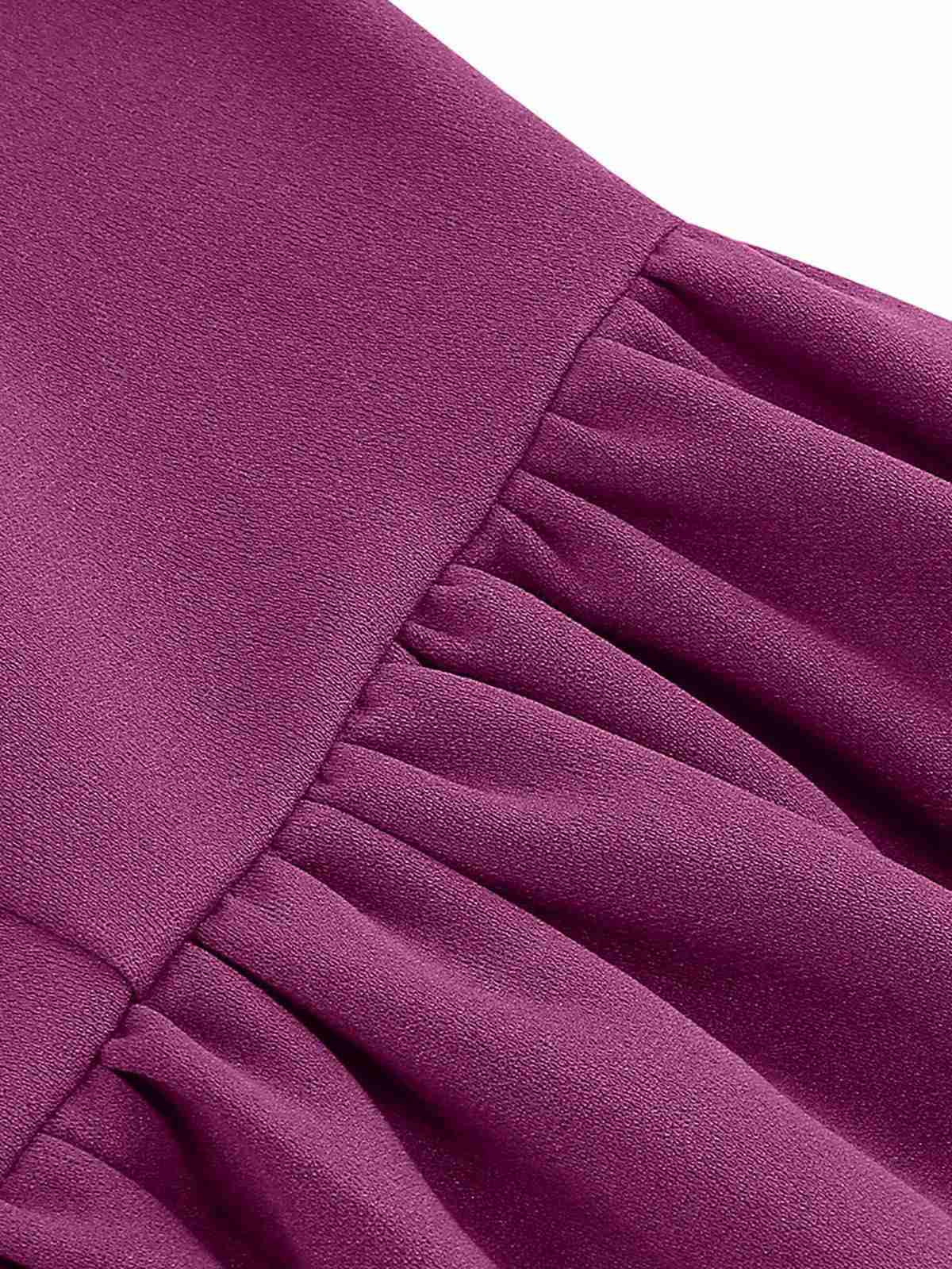 1950s Solid Bow Collar Buttoned Swing Dress - Image 20