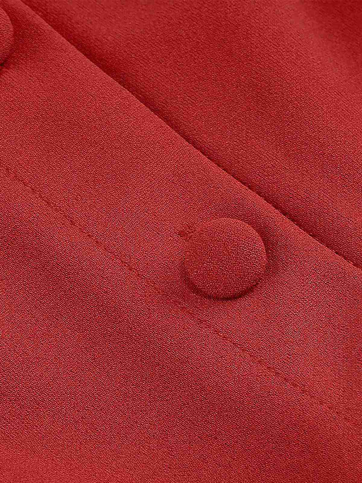 1950s Solid Bow Collar Buttoned Swing Dress - Image 7