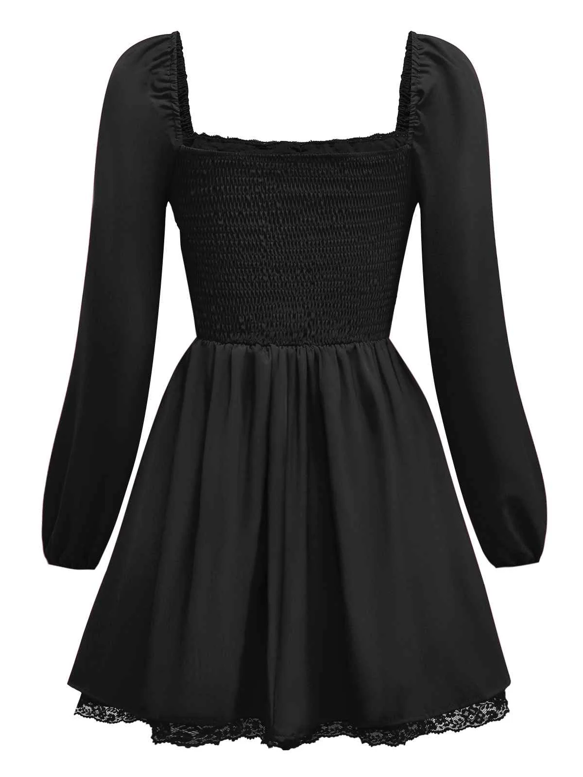 1950s Solid Bow Tie Lace Gothic Dress - Image 2