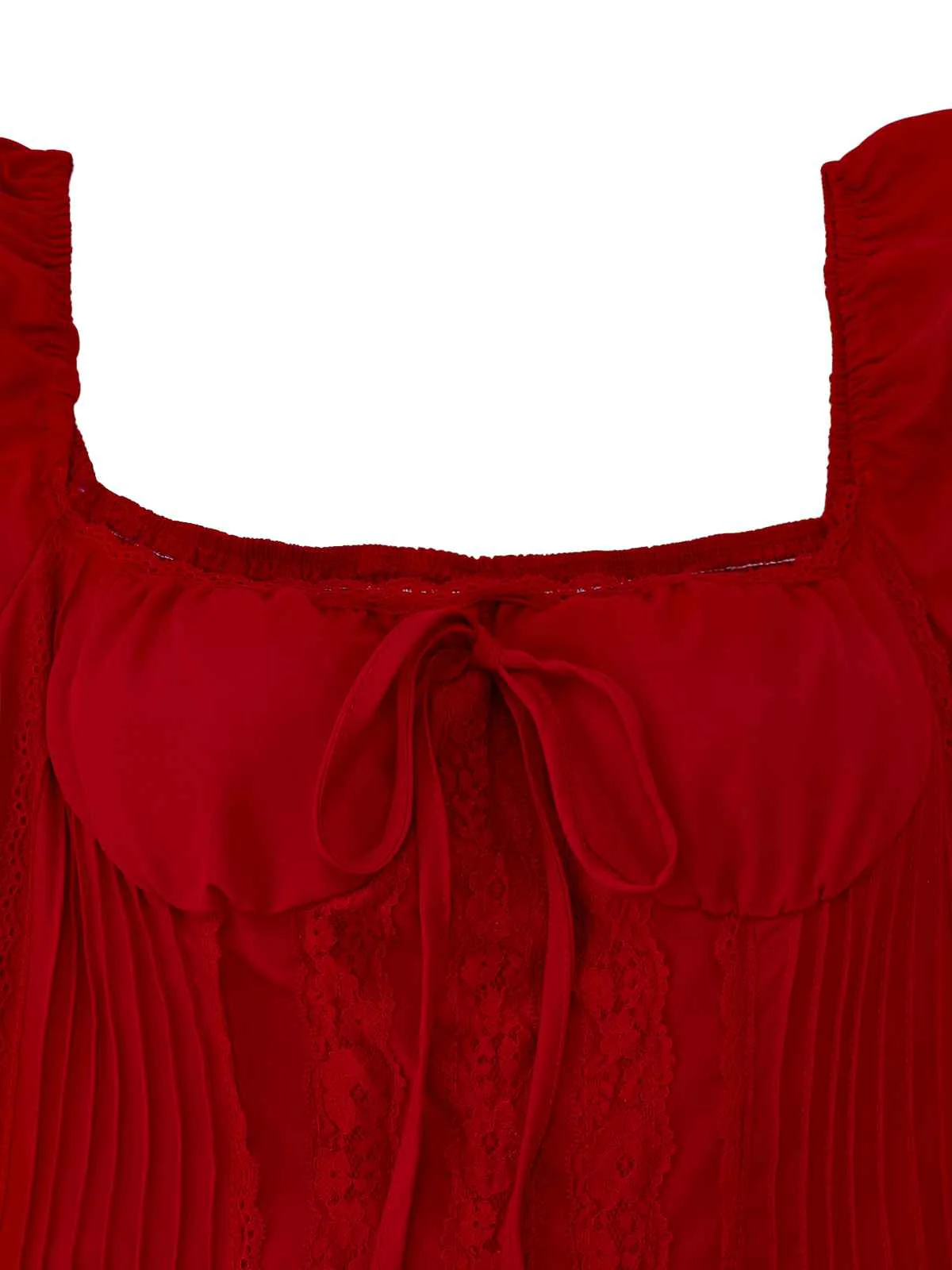 1950s Solid Bow Tie Lace Gothic Dress - Image 5