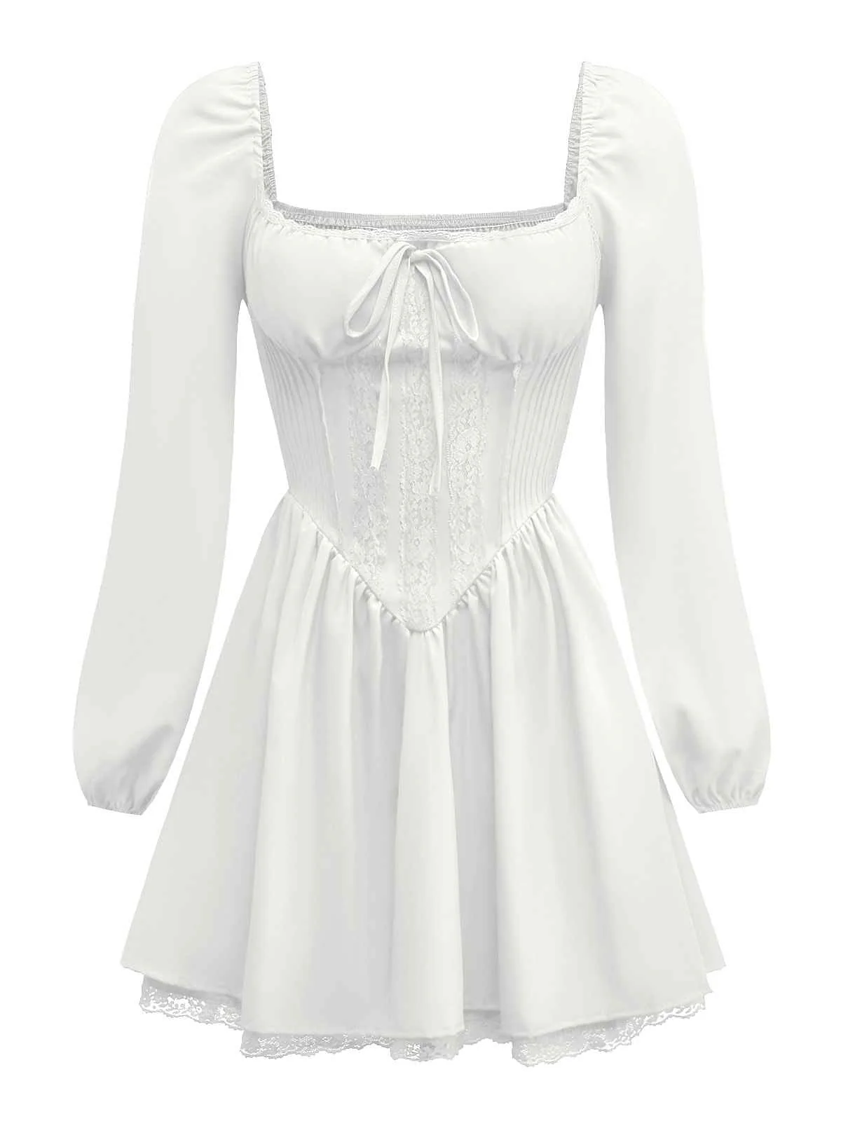 1950s Solid Bow Tie Lace Gothic Dress - Image 9
