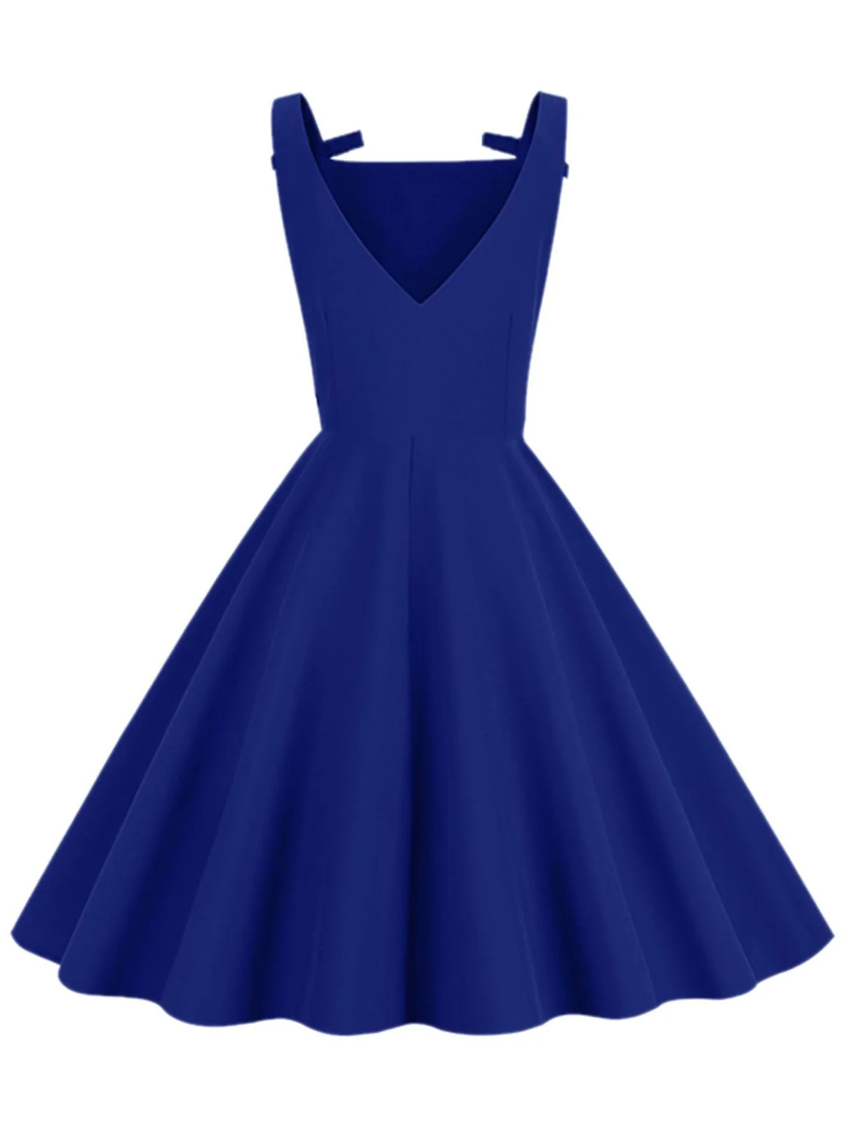 1950s Solid Bowknot Sleeveless Square Neck Dress - Image 4