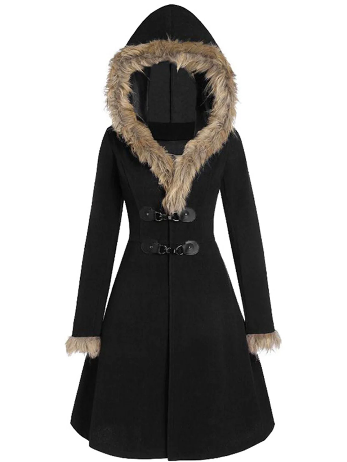 1950s Solid Buckle Fur Trimmed Coat - Image 6
