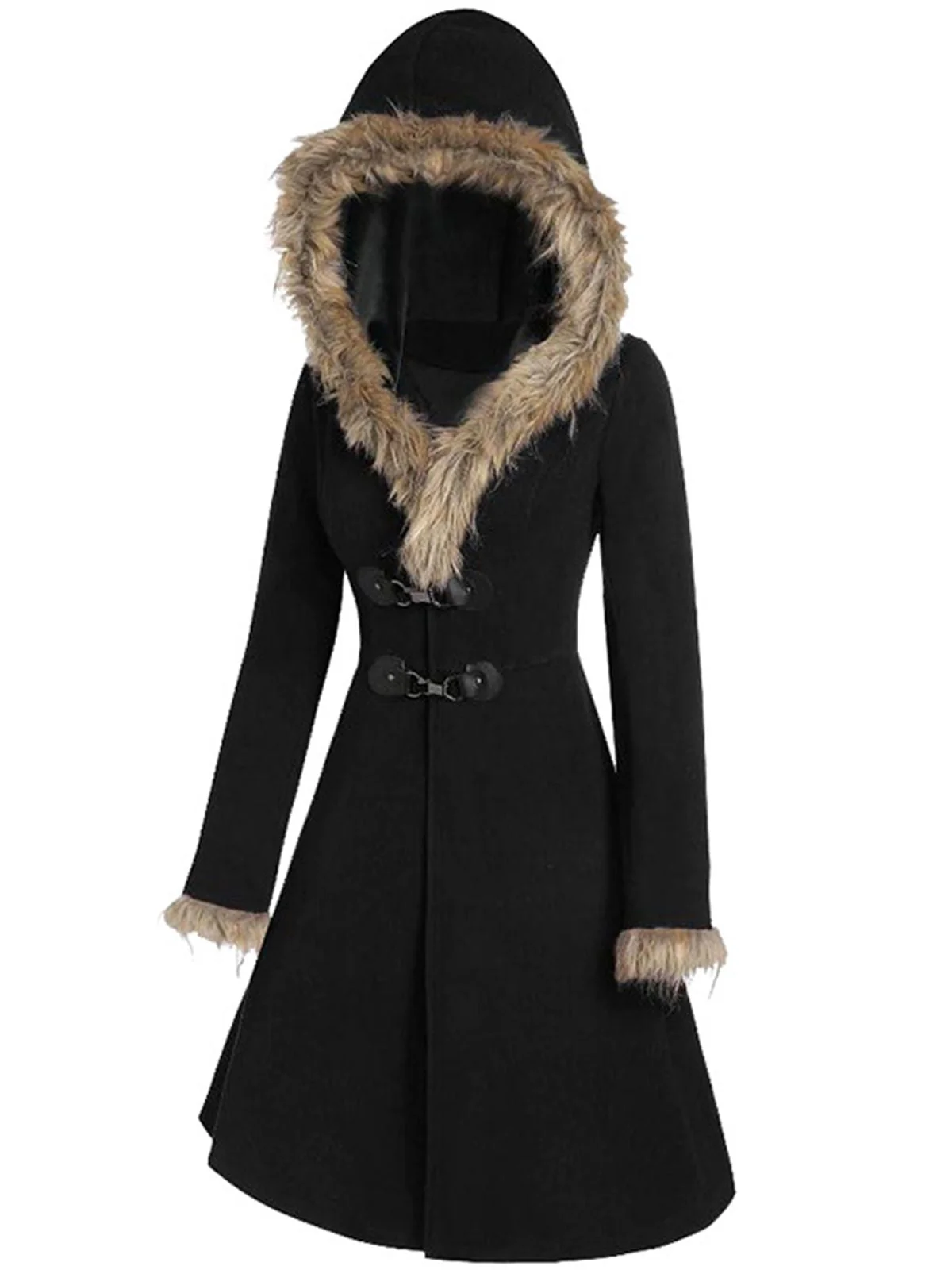 1950s Solid Buckle Fur Trimmed Coat - Image 8