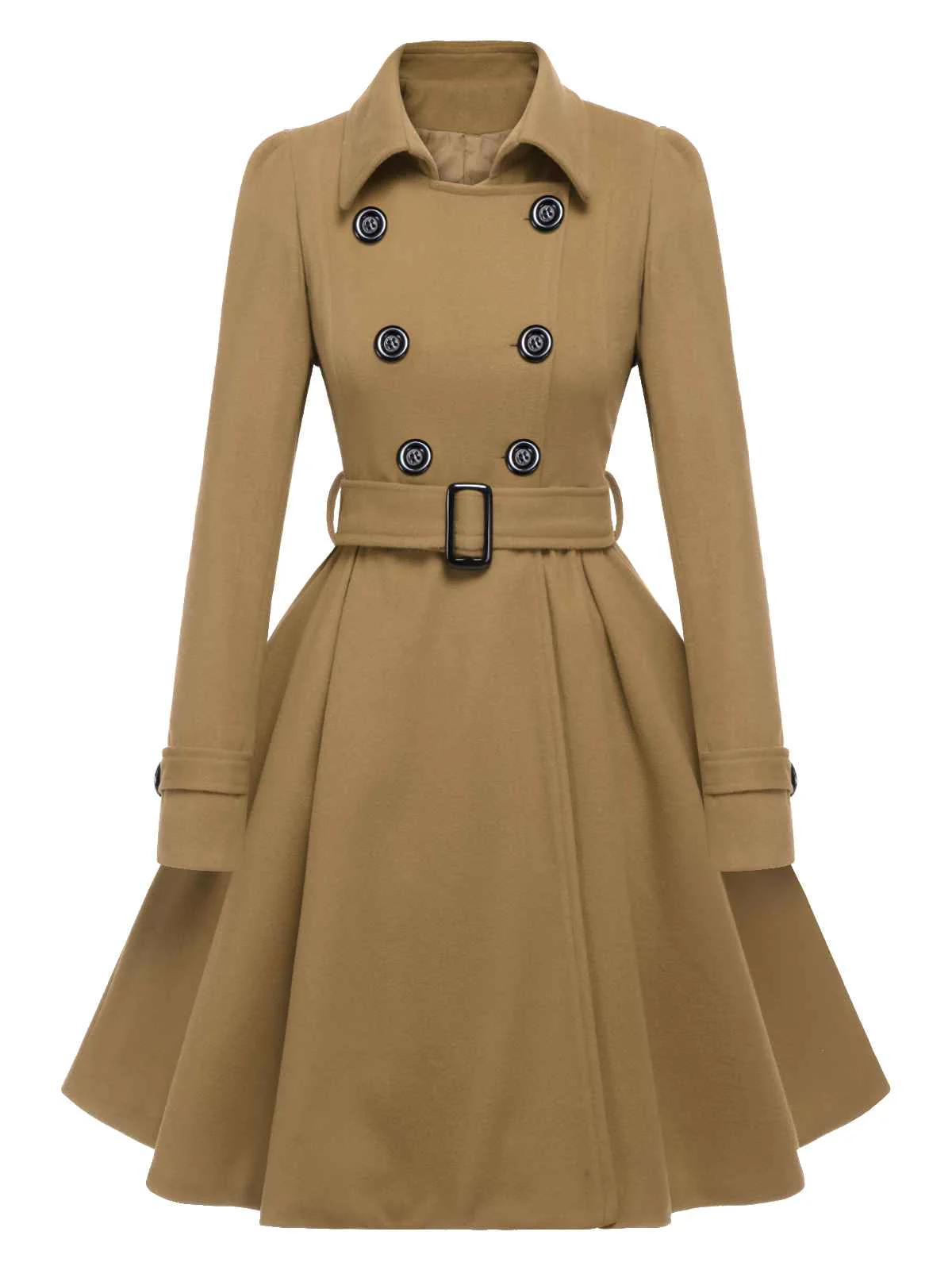 1950s Solid Color Lapel Slim Coat - Image 18