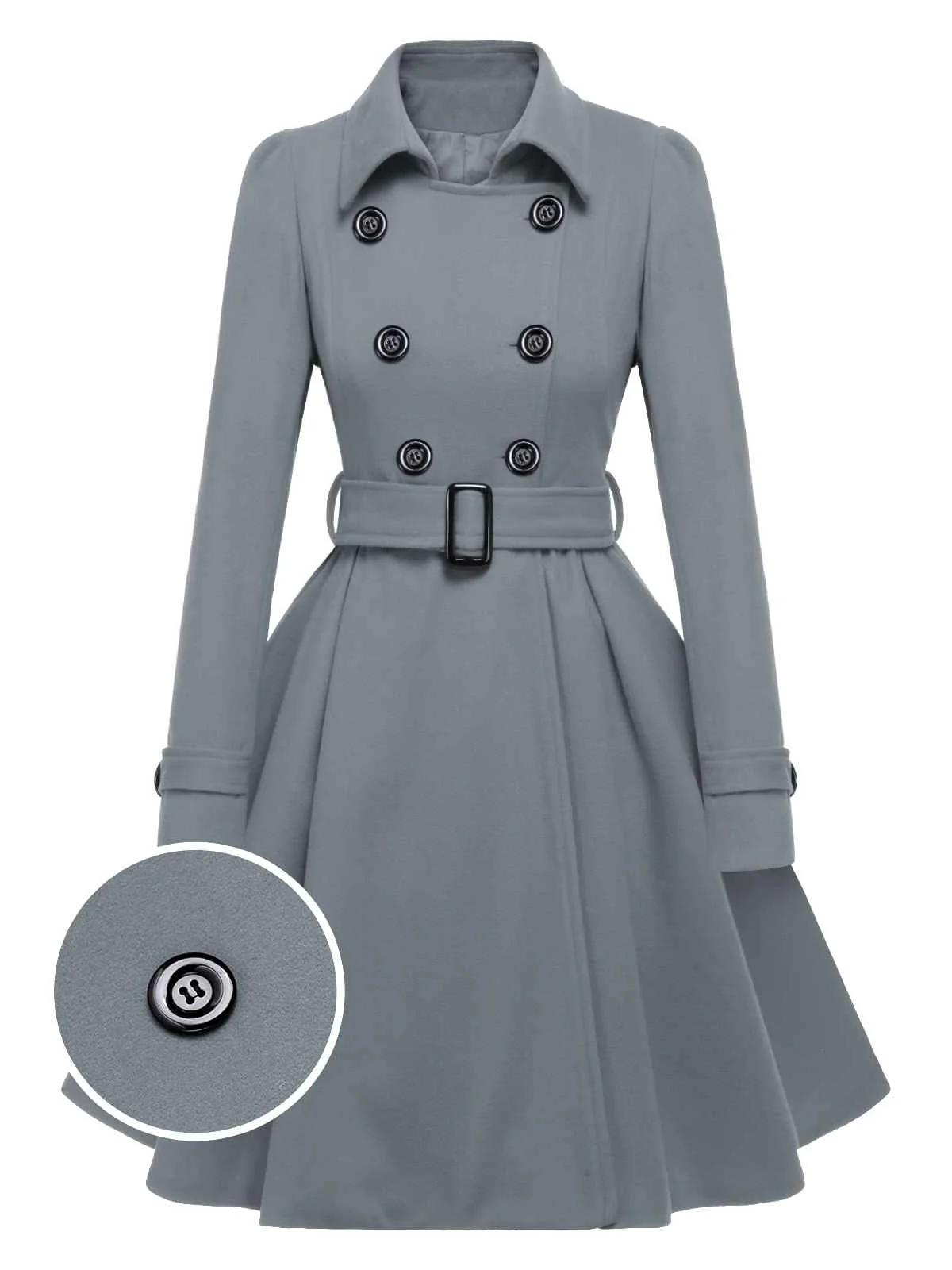 1950s Solid Color Lapel Slim Coat - Image 8