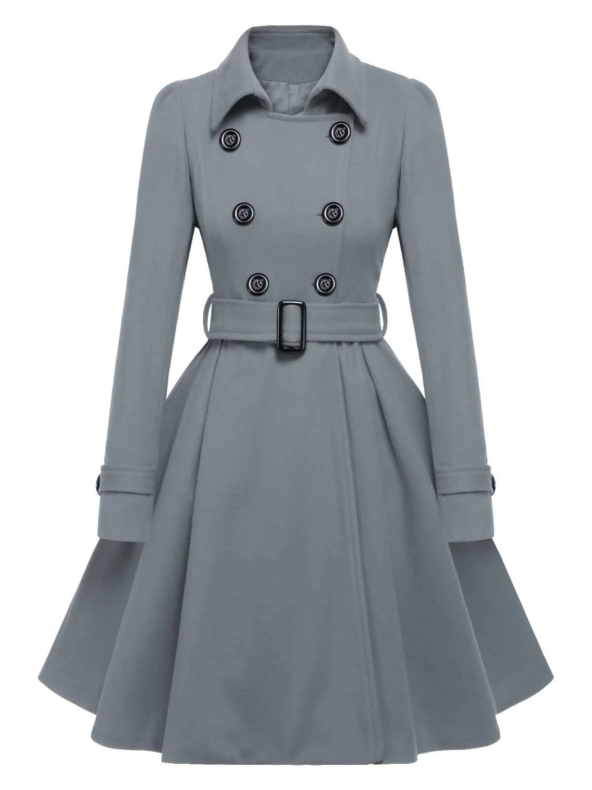 1950s Solid Color Lapel Slim Coat - Image 9
