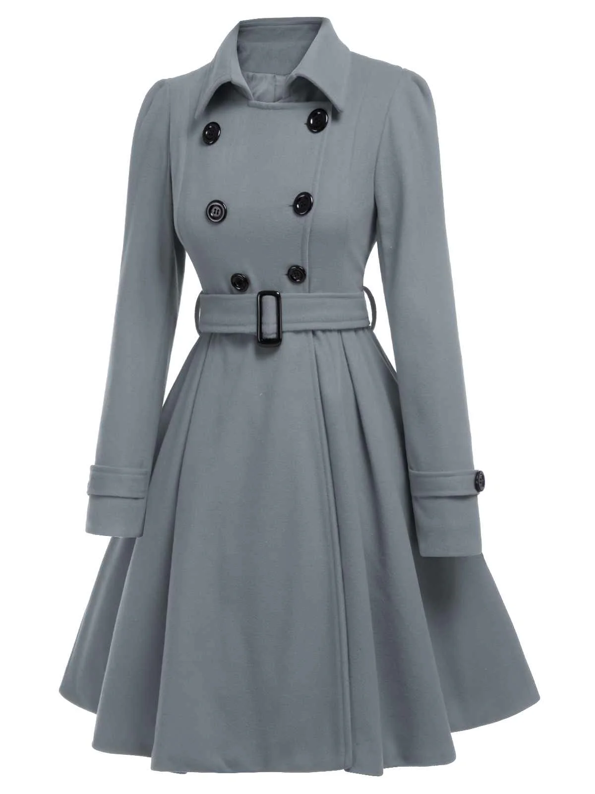 1950s Solid Color Lapel Slim Coat - Image 10