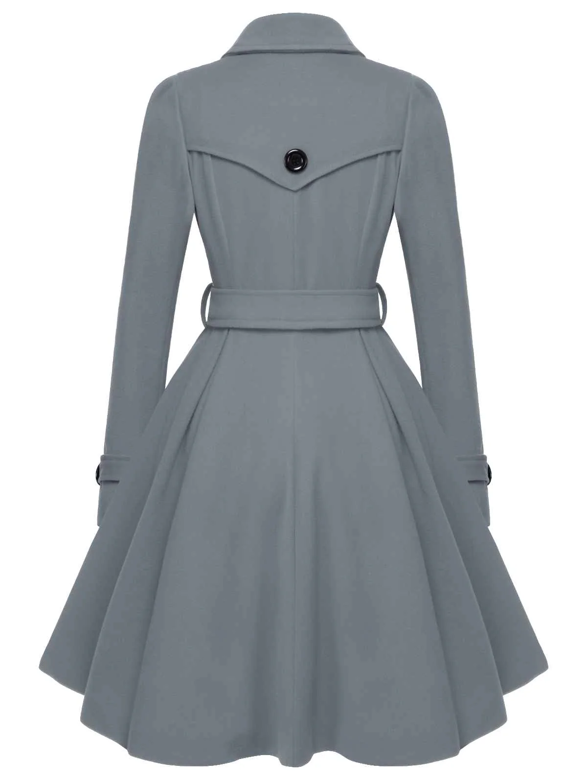 1950s Solid Color Lapel Slim Coat - Image 11