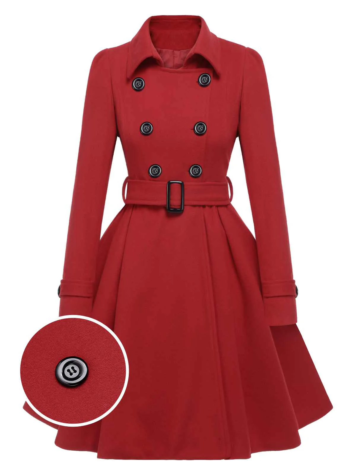 1950s Solid Color Lapel Slim Coat - Image 15