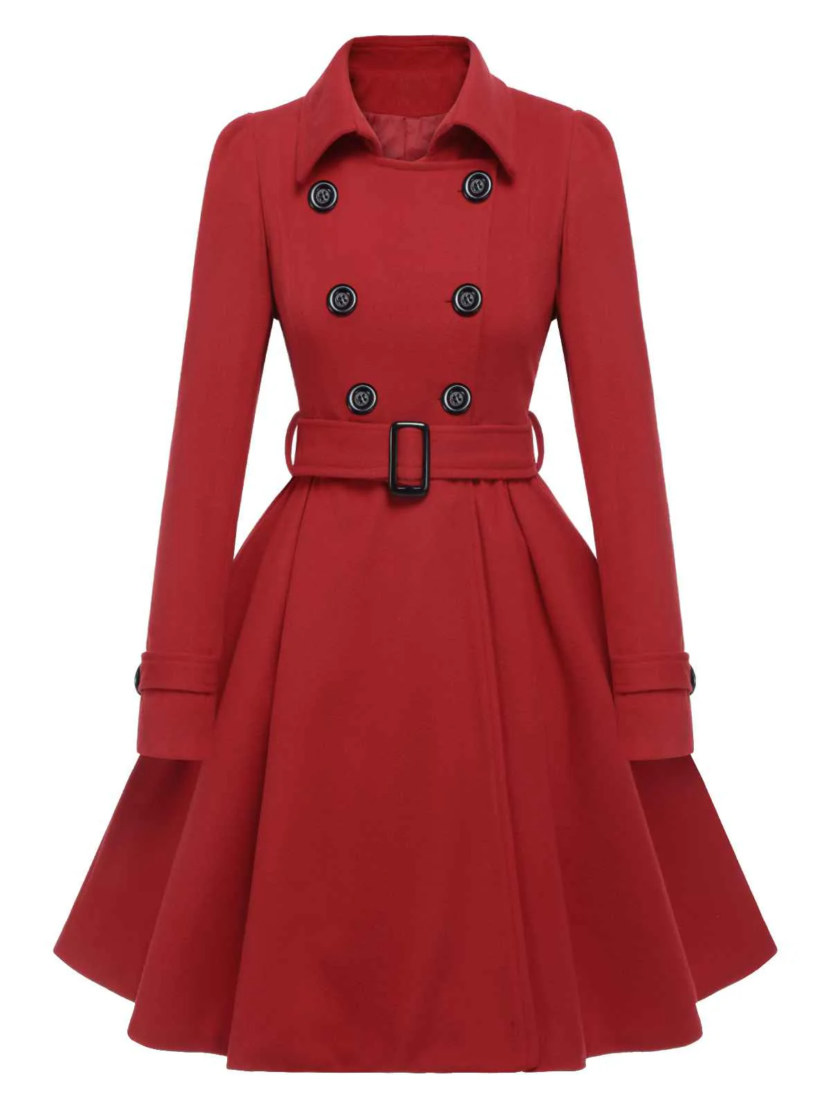 1950s Solid Color Lapel Slim Coat - Image 2