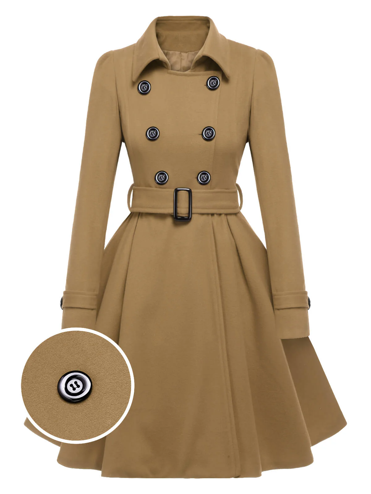 1950s Solid Color Lapel Slim Coat - Image 11