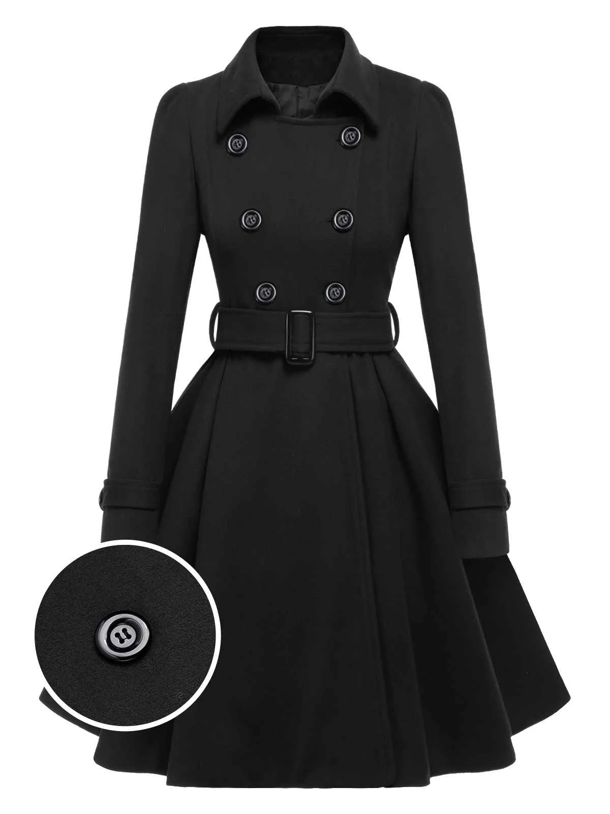 1950s Solid Color Lapel Slim Coat - Image 21