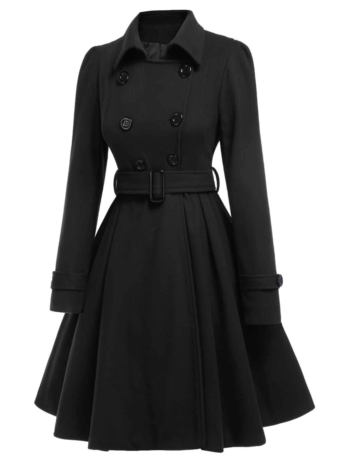 1950s Solid Color Lapel Slim Coat - Image 23