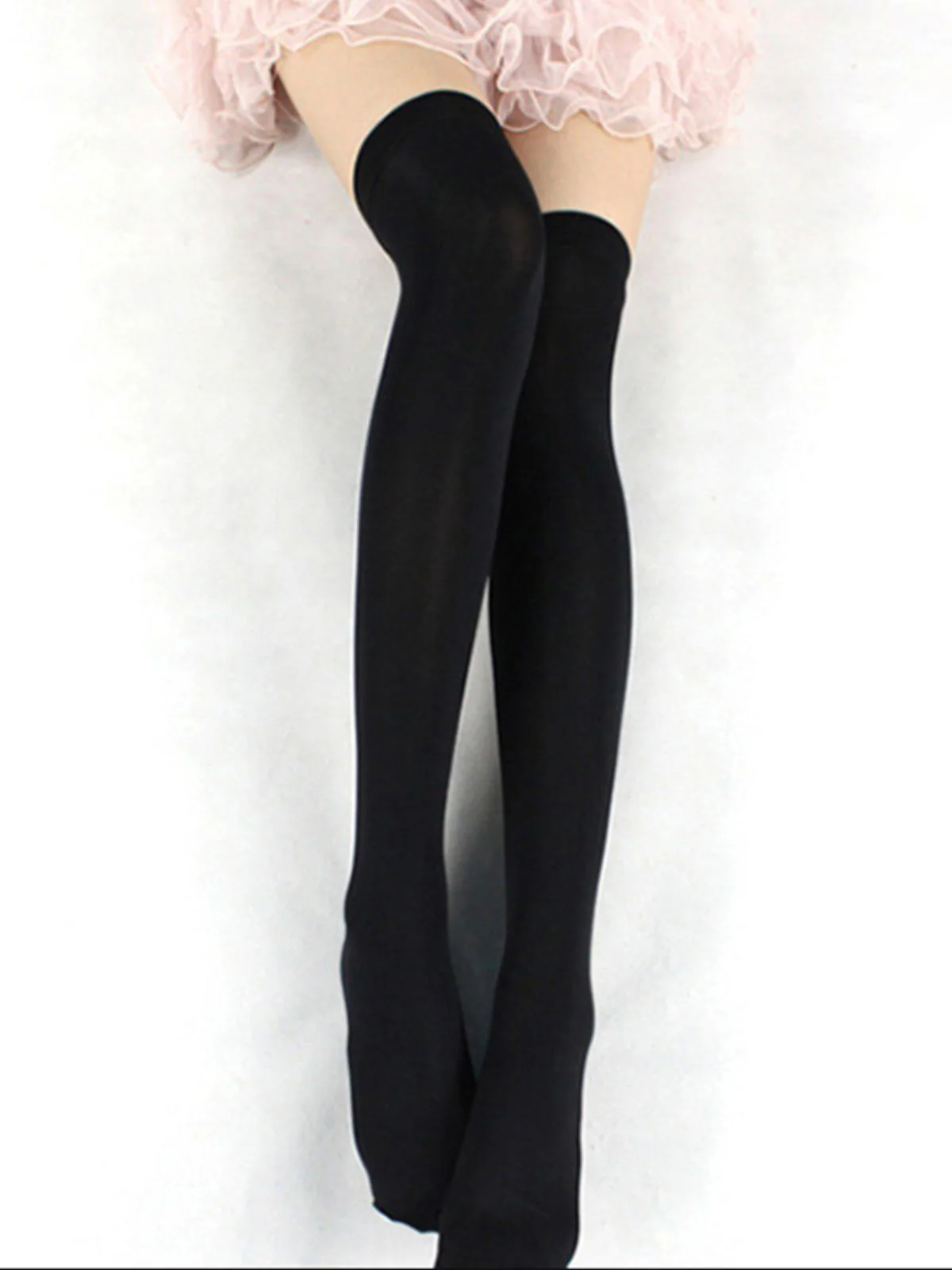 1950s Solid Color Thigh-High Socks - Image 3