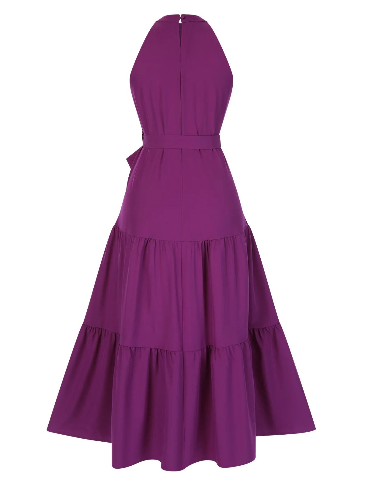 1950s Solid Crew Halter Tiered Dress - Image 3