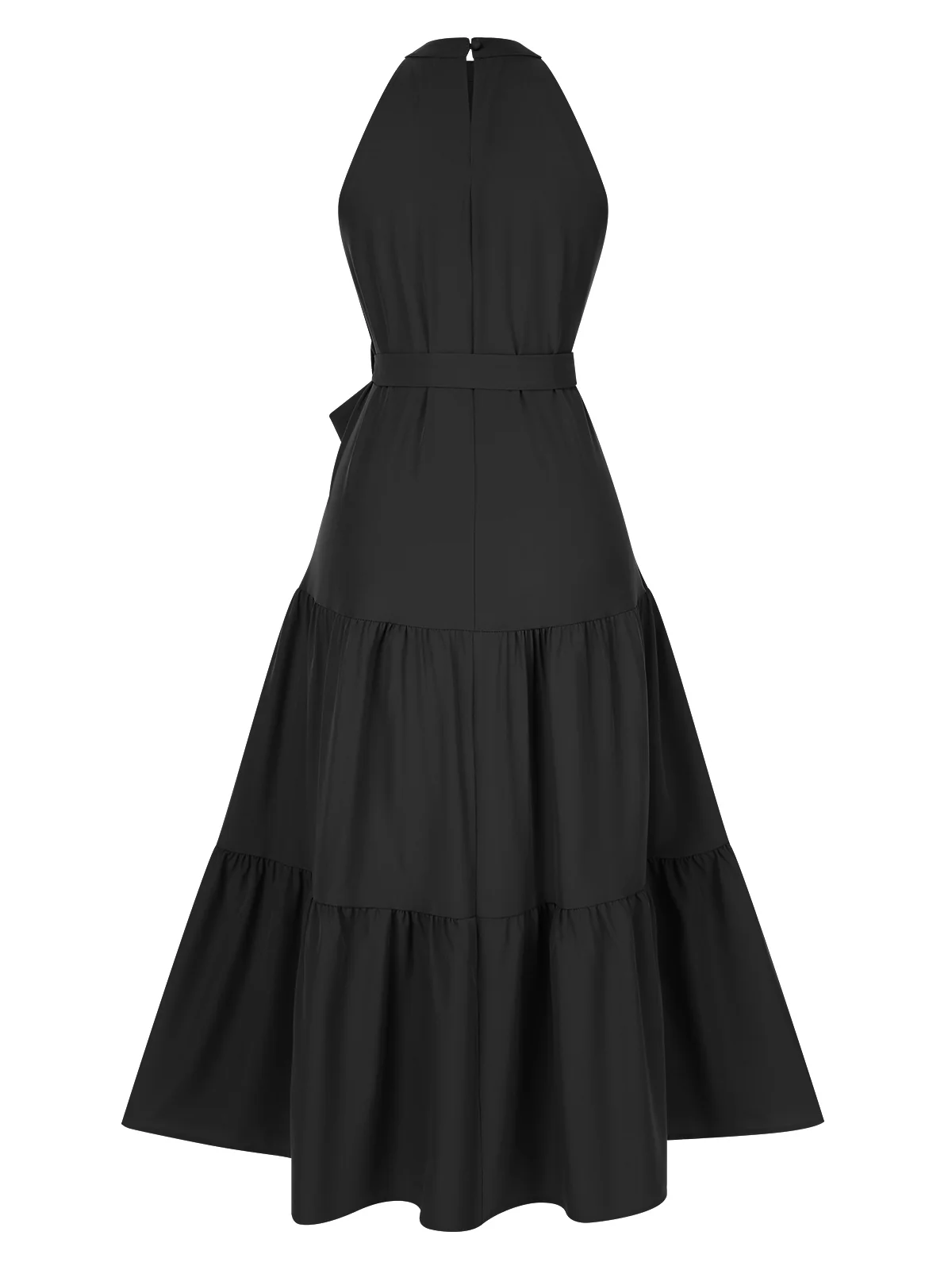 1950s Solid Crew Halter Tiered Dress - Image 6