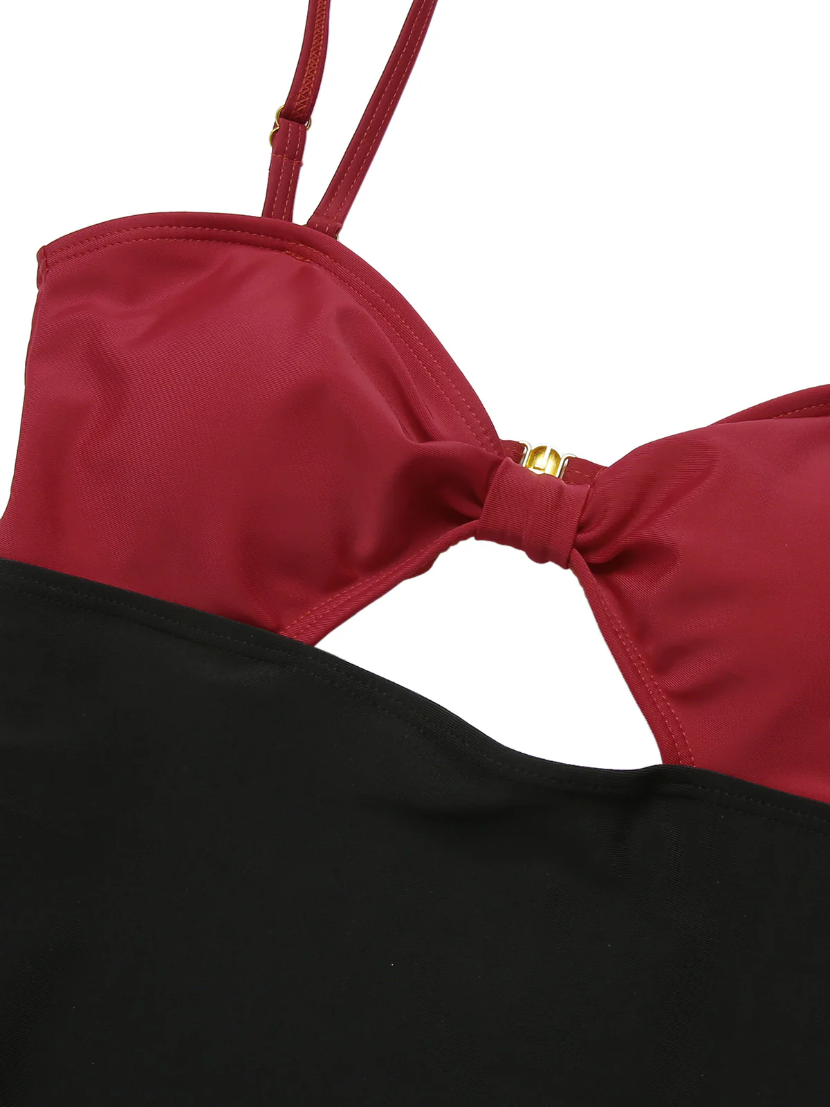 1950s Solid Cutout Halter Strap Swimsuit - Image 5