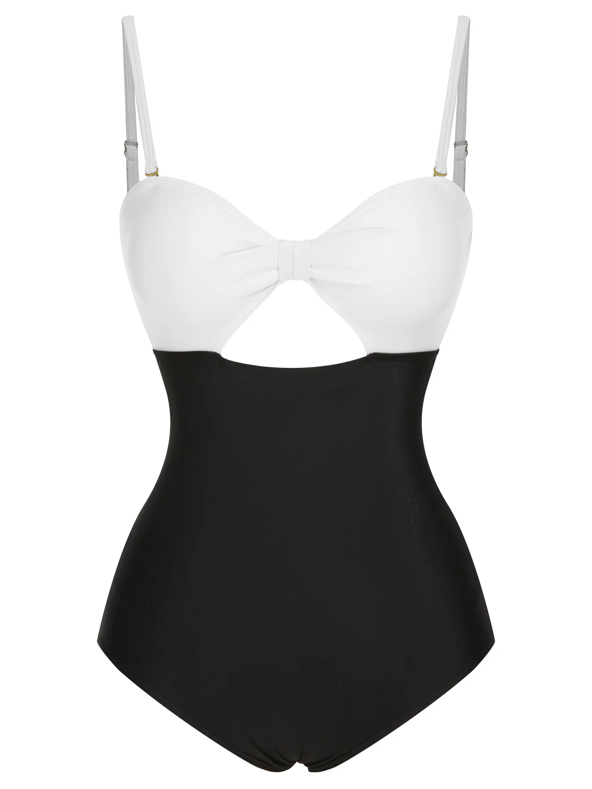 1950s Solid Cutout Halter Strap Swimsuit - Image 8