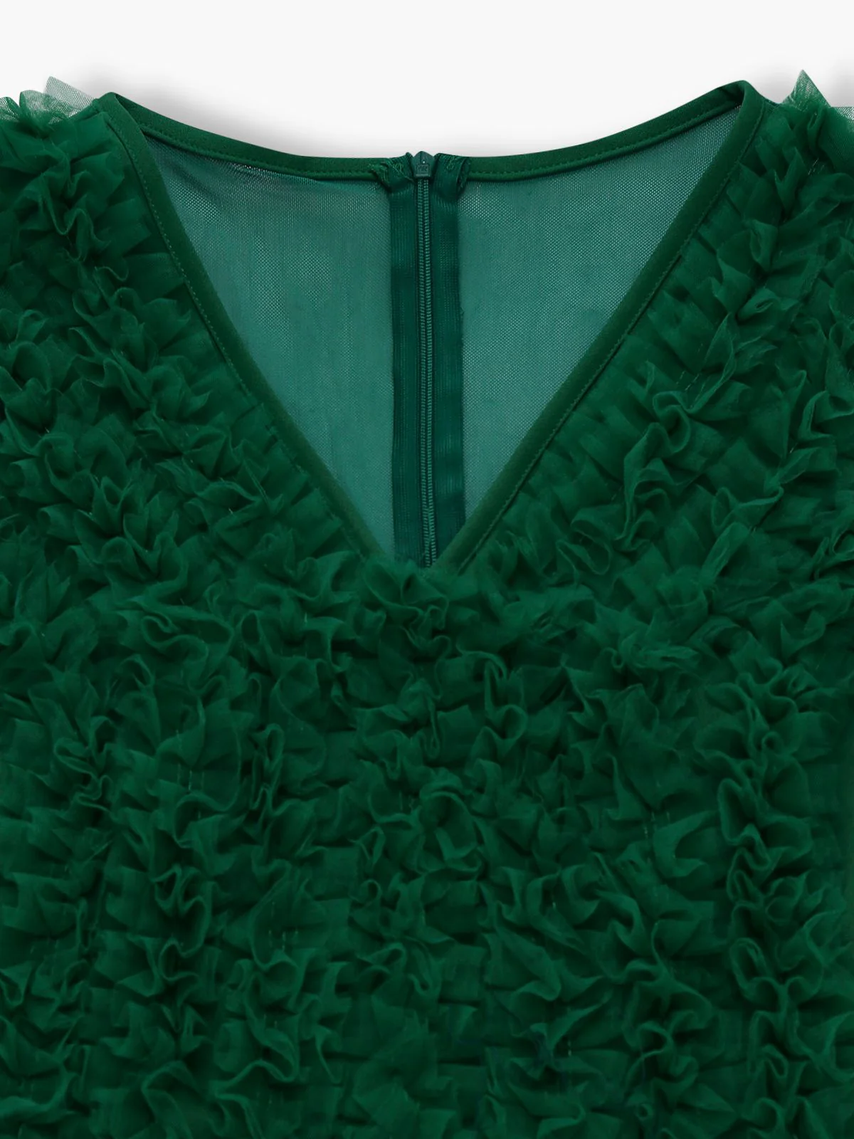 1950s Solid Deep V-Neck Ruffled Sheer Sleeve Jumpsuit - Image 4