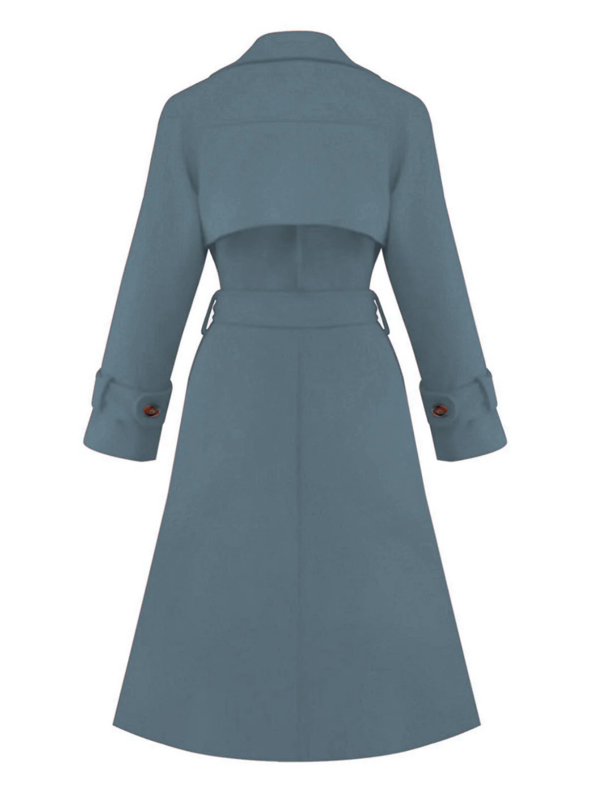 1950s Solid Double-Breasted Lapel Trench Coat - Image 10