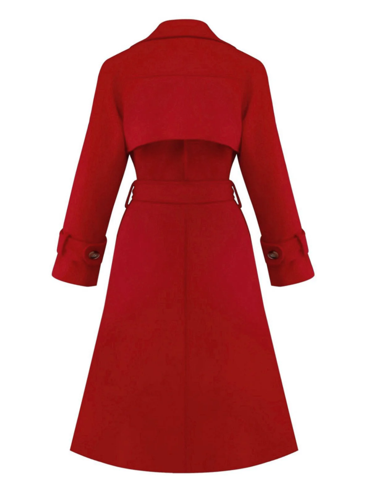 1950s Solid Double-Breasted Lapel Trench Coat - Image 2