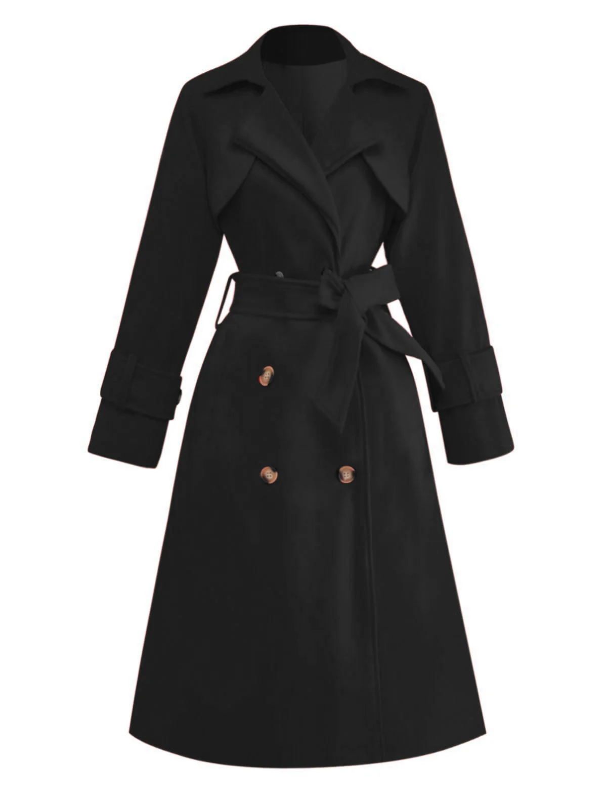 1950s Solid Double-Breasted Lapel Trench Coat - Image 7