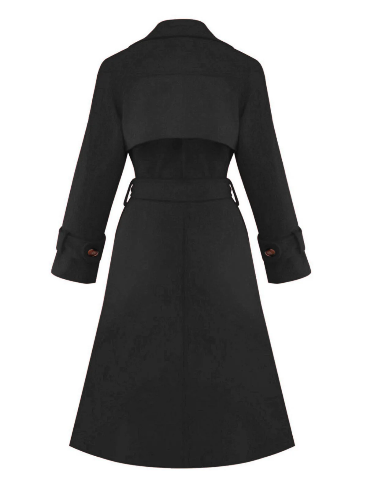 1950s Solid Double-Breasted Lapel Trench Coat - Image 8