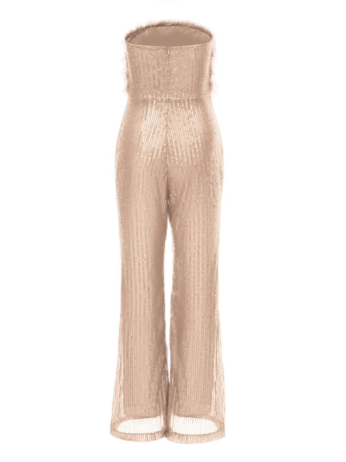 1950s Solid Feather Sequin Patchwork Strapless Jumpsuit - Image 11