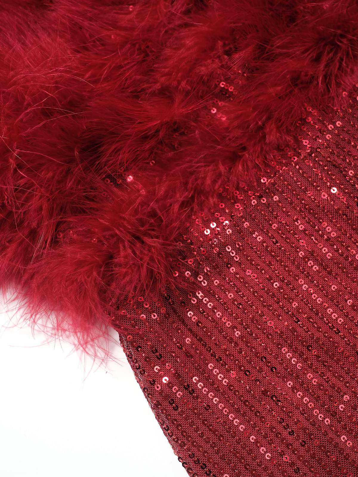 1950s Solid Feather Sequin Patchwork Strapless Jumpsuit - Image 5