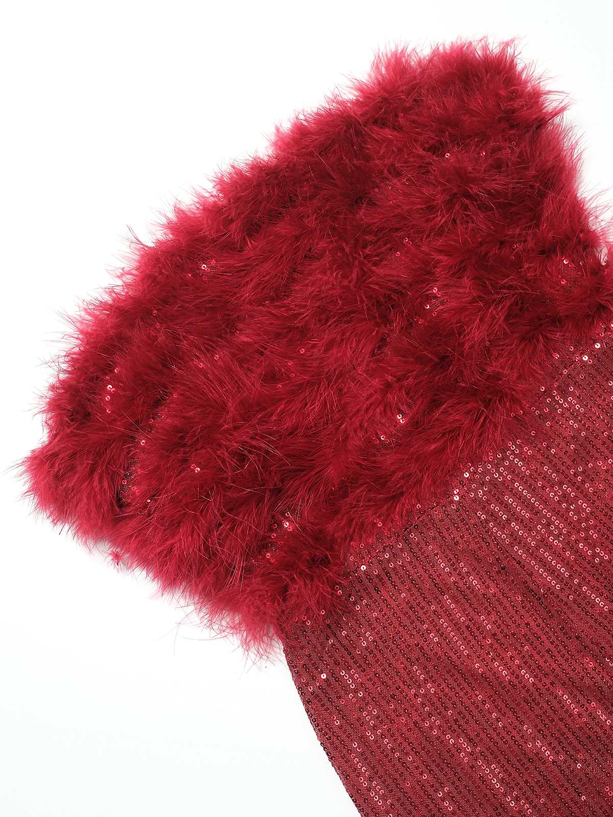 1950s Solid Feather Sequin Patchwork Strapless Jumpsuit - Image 6