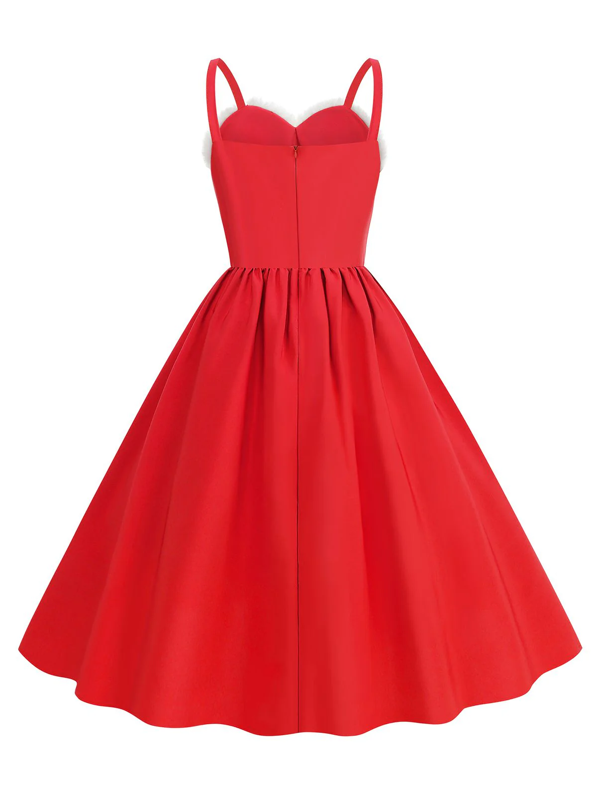 1950s Solid Fur Collar Christmas Dress - Image 3