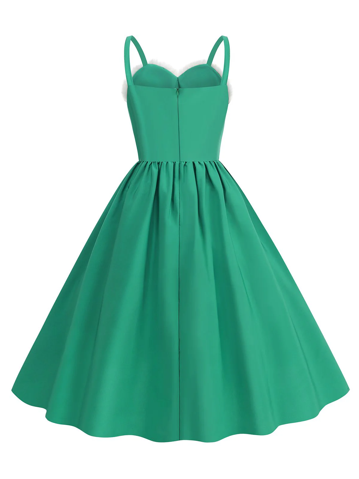 1950s Solid Fur Collar Christmas Dress - Image 6
