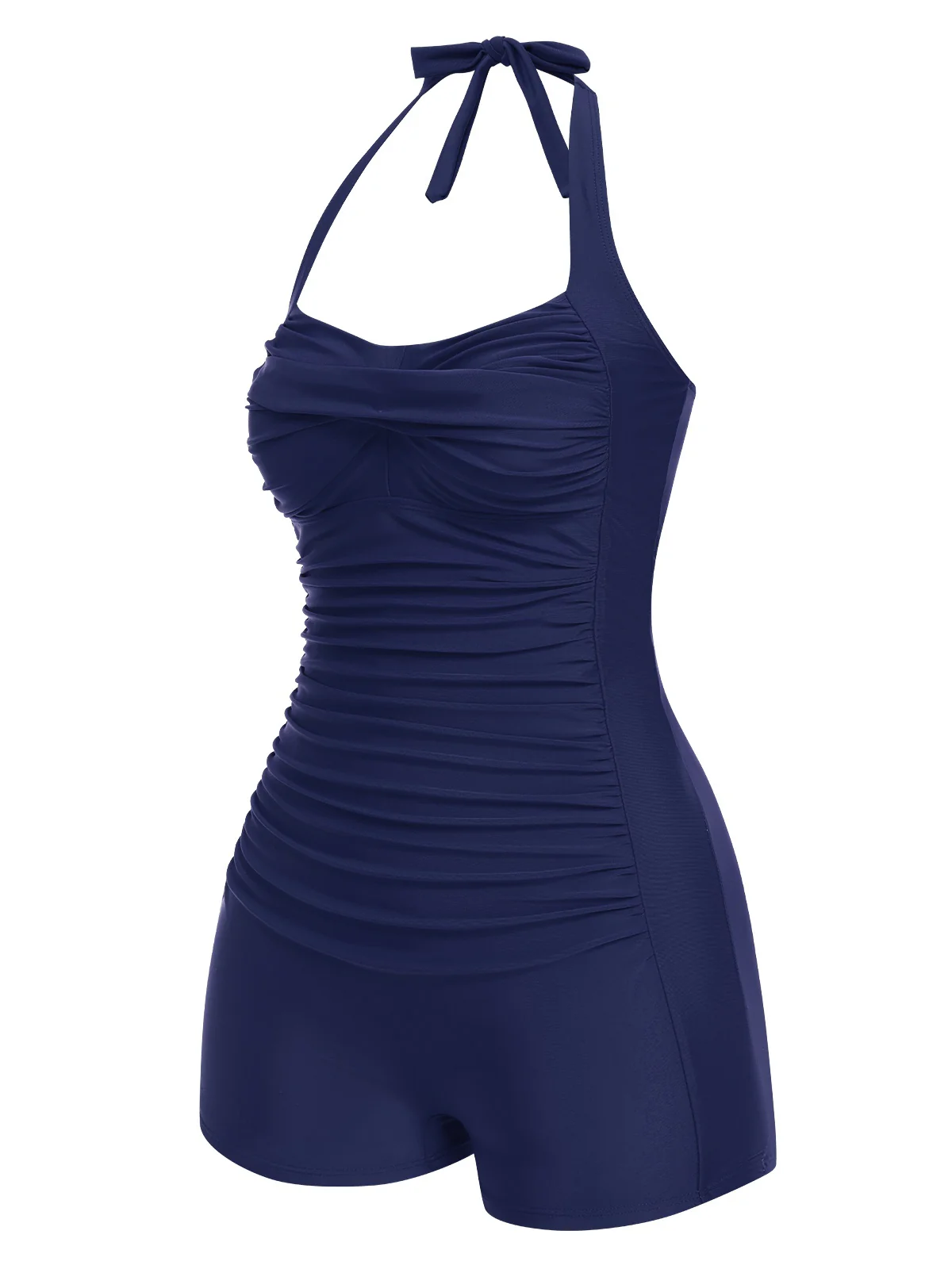 1950s Solid Halter Boxer One-Piece Swimsuit - Image 10