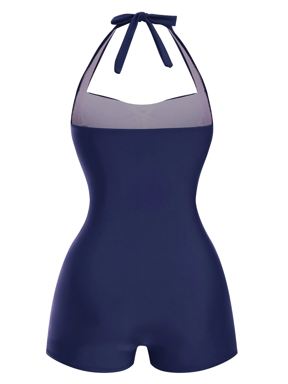 1950s Solid Halter Boxer One-Piece Swimsuit - Image 11