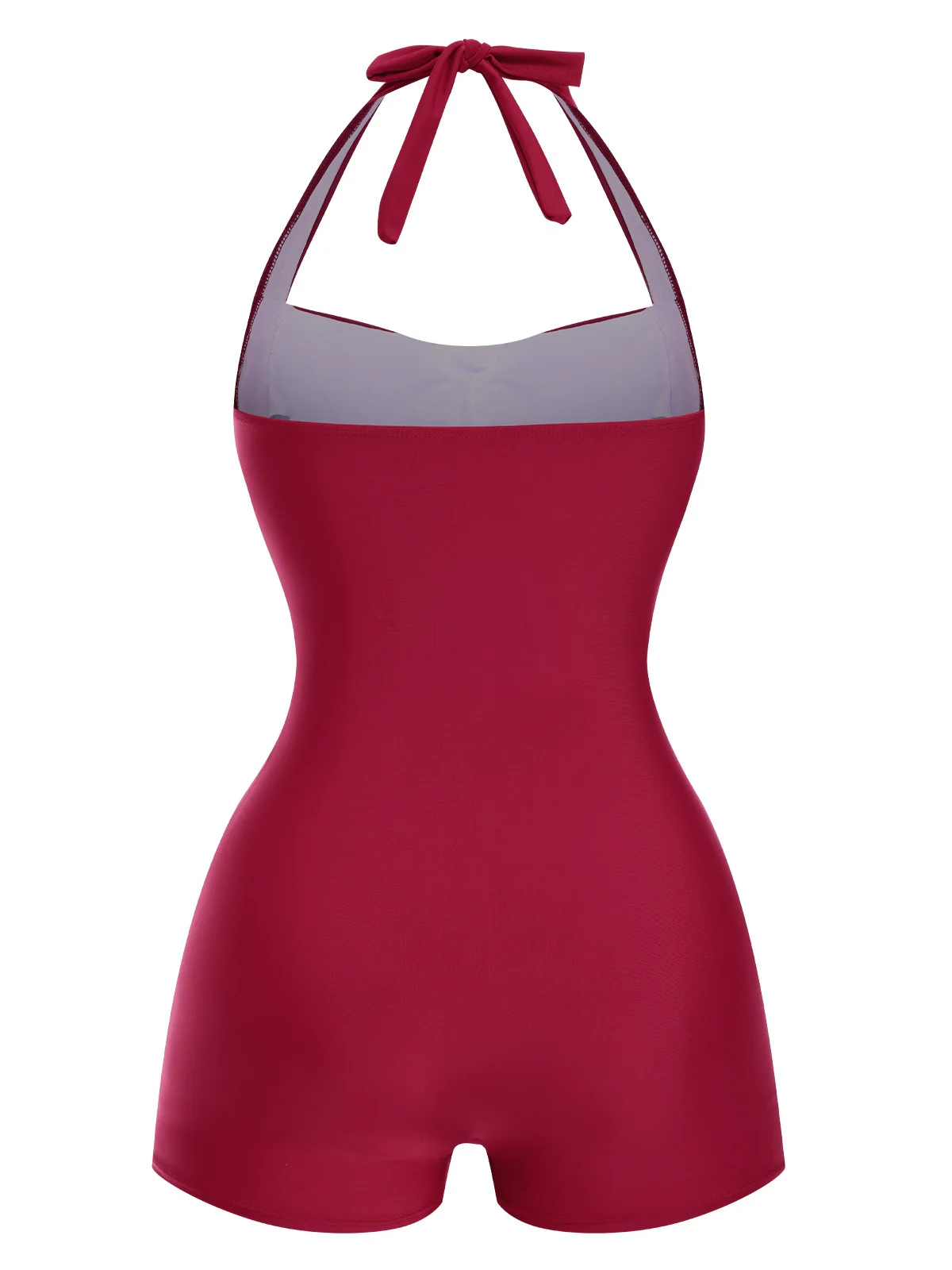 1950s Solid Halter Boxer One-Piece Swimsuit - Image 15