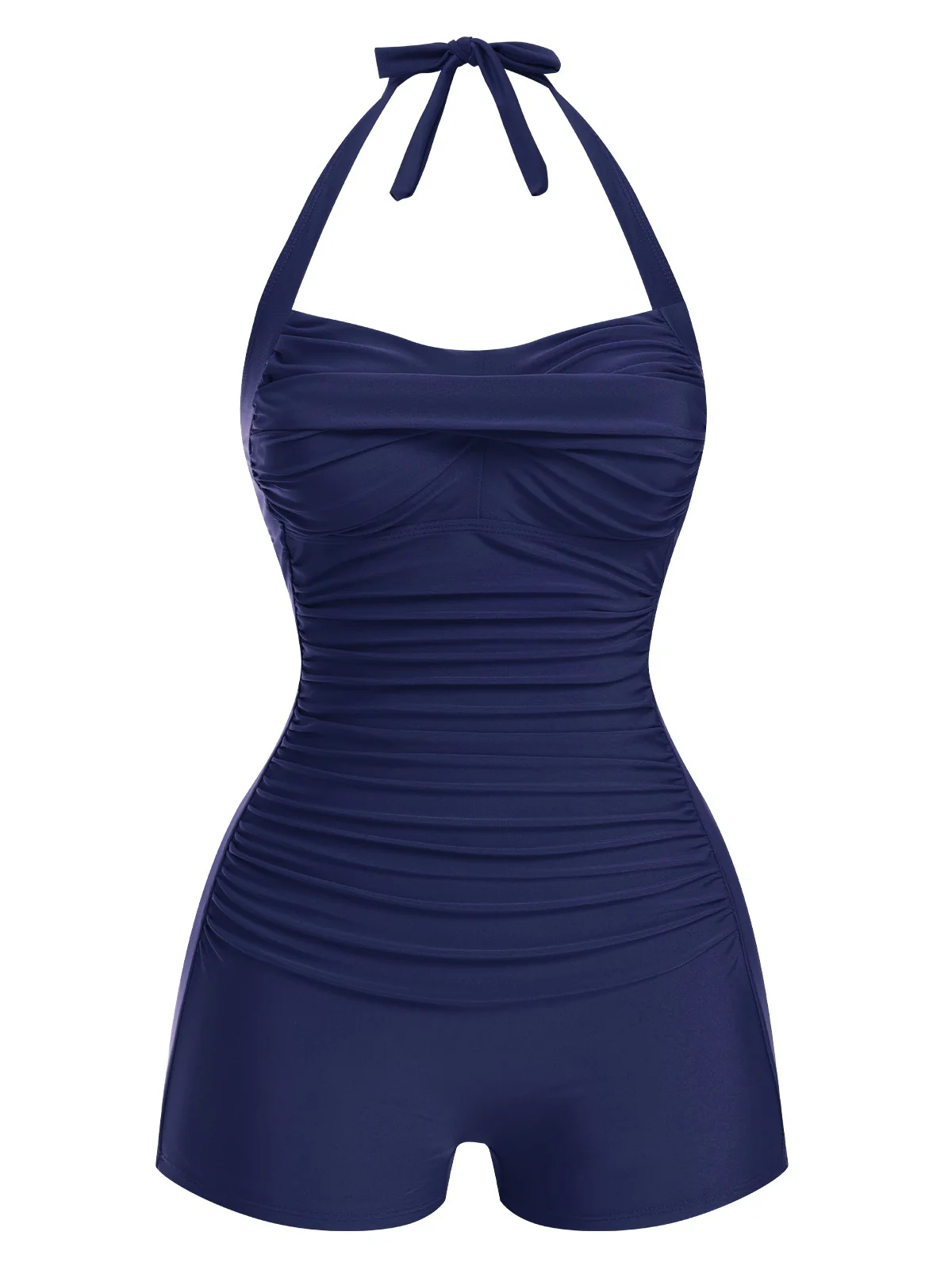 1950s Solid Halter Boxer One-Piece Swimsuit - Image 9