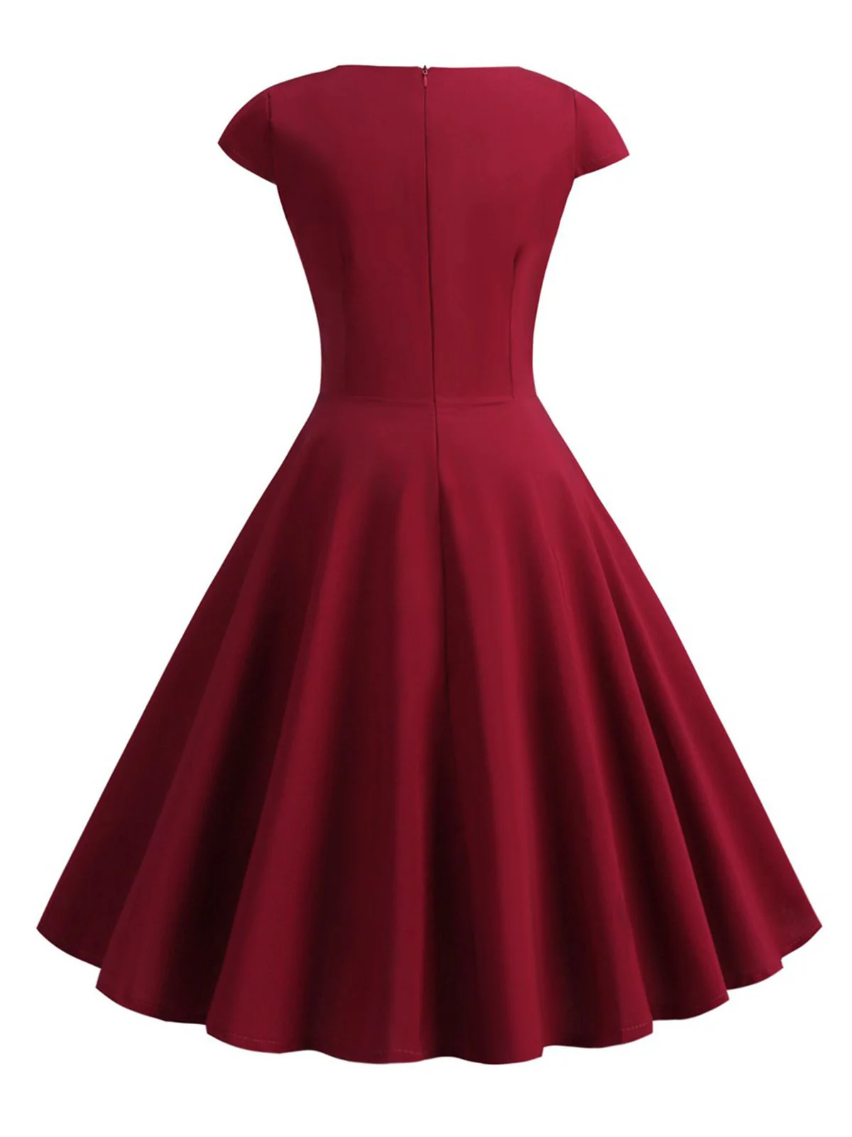 1950s Solid Heart Neck Short Sleeve Dress - Image 15