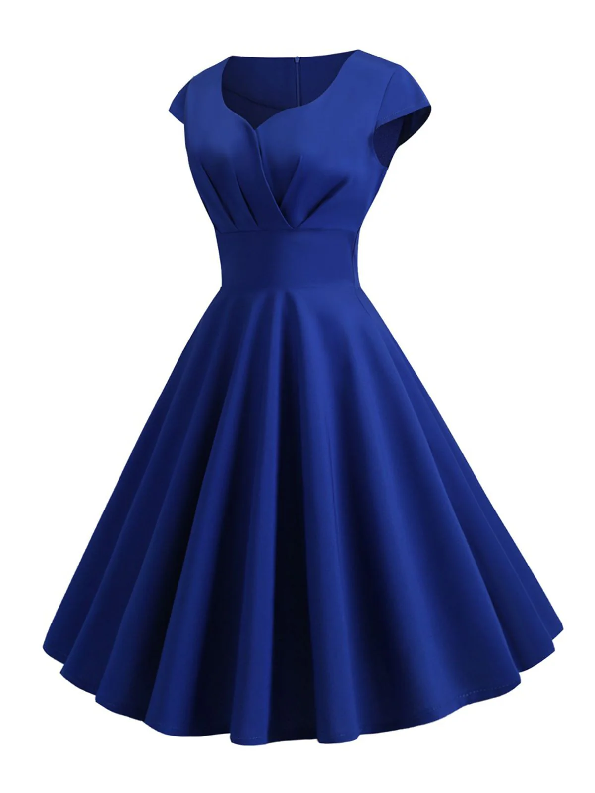 1950s Solid Heart Neck Short Sleeve Dress - Image 17