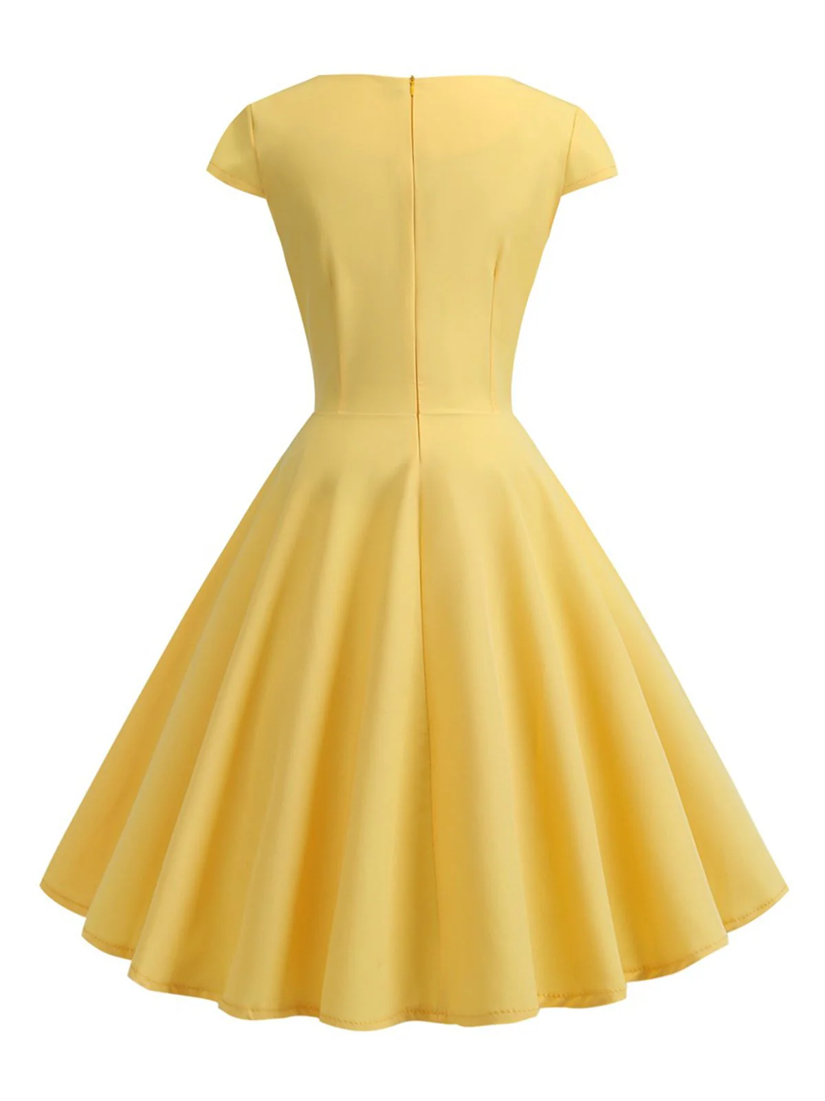 1950s Solid Heart Neck Short Sleeve Dress - Image 12
