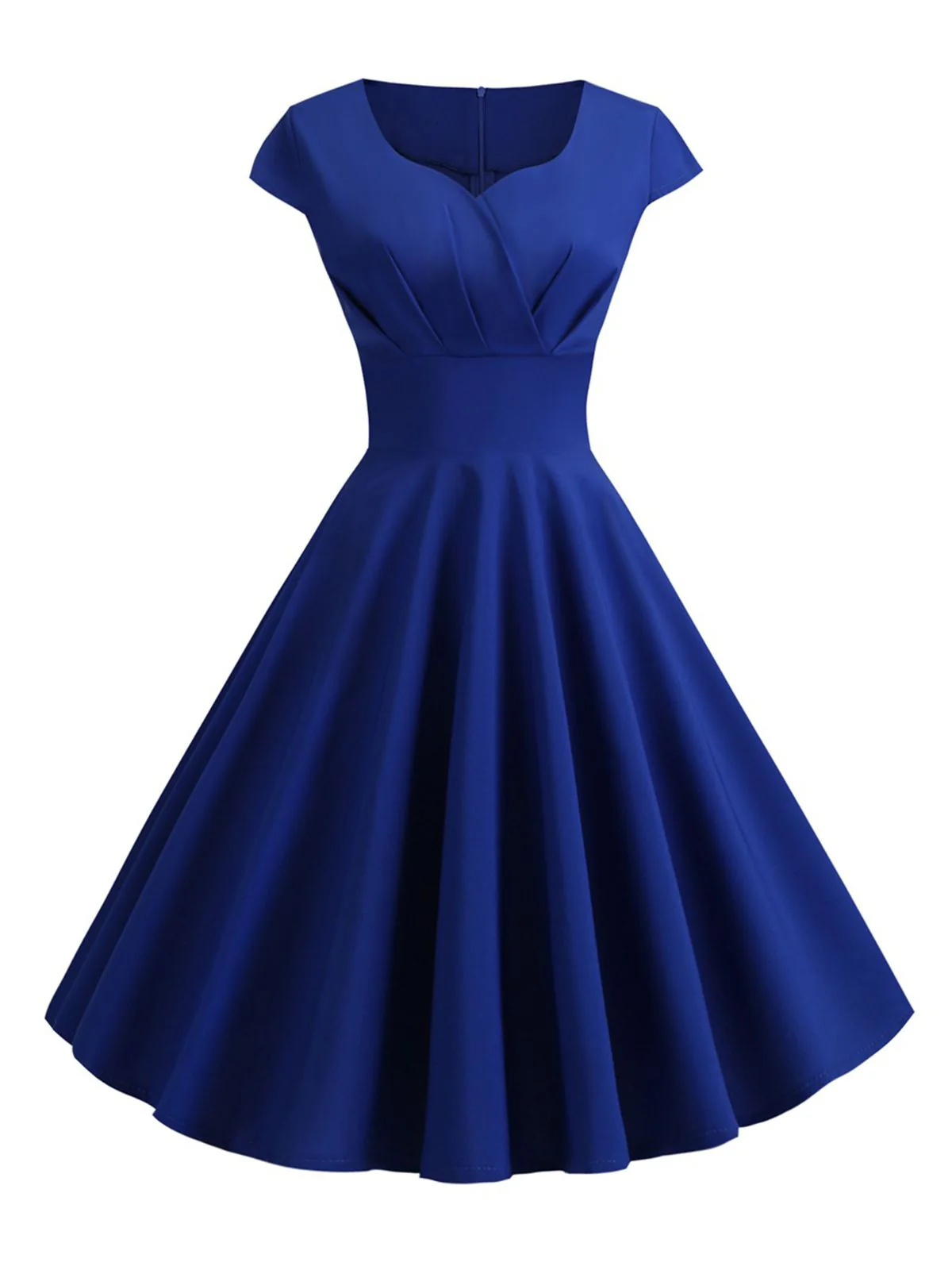 1950s Solid Heart Neck Short Sleeve Dress - Image 16