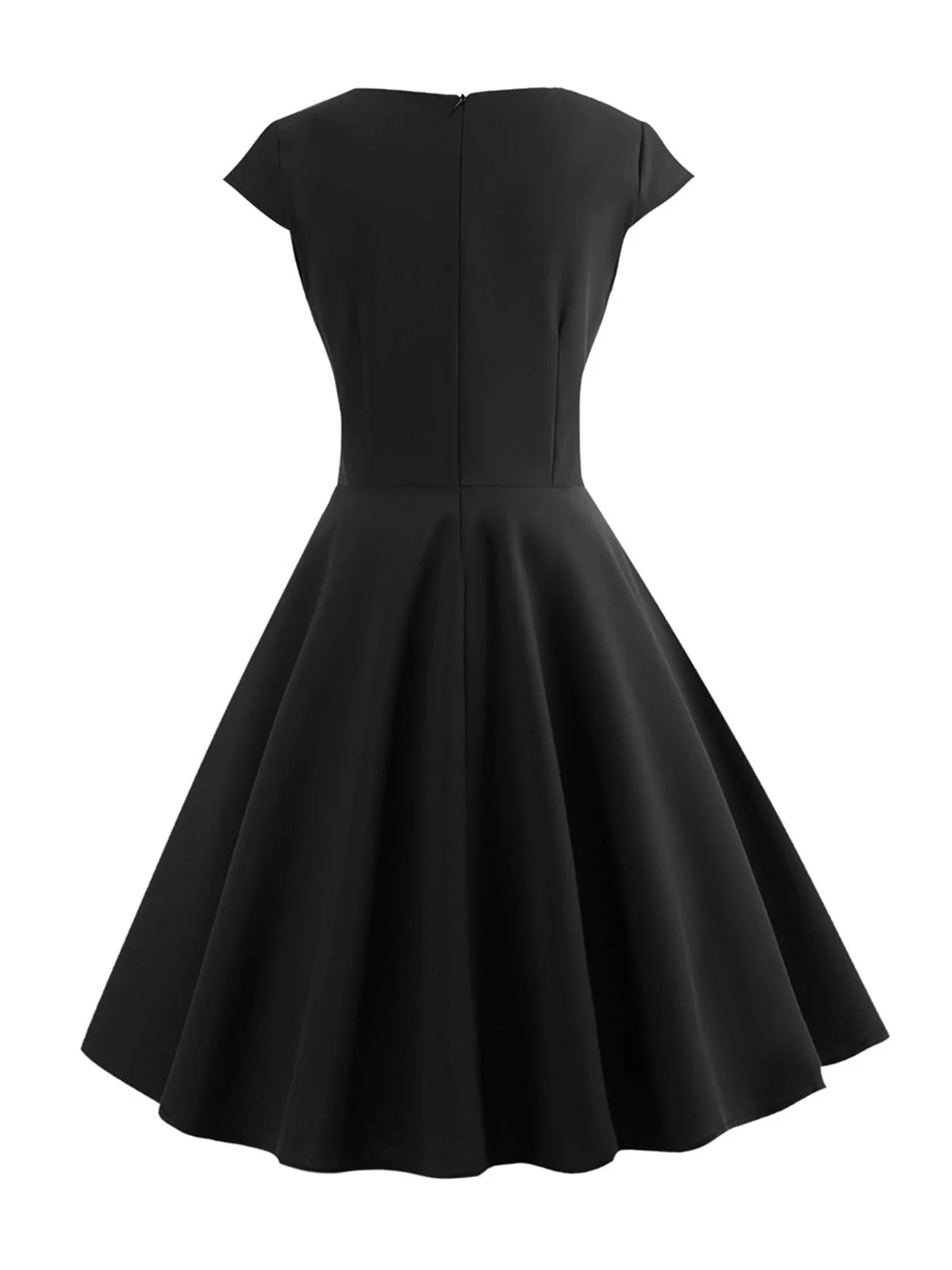 1950s Solid Heart Neck Short Sleeve Dress - Image 6
