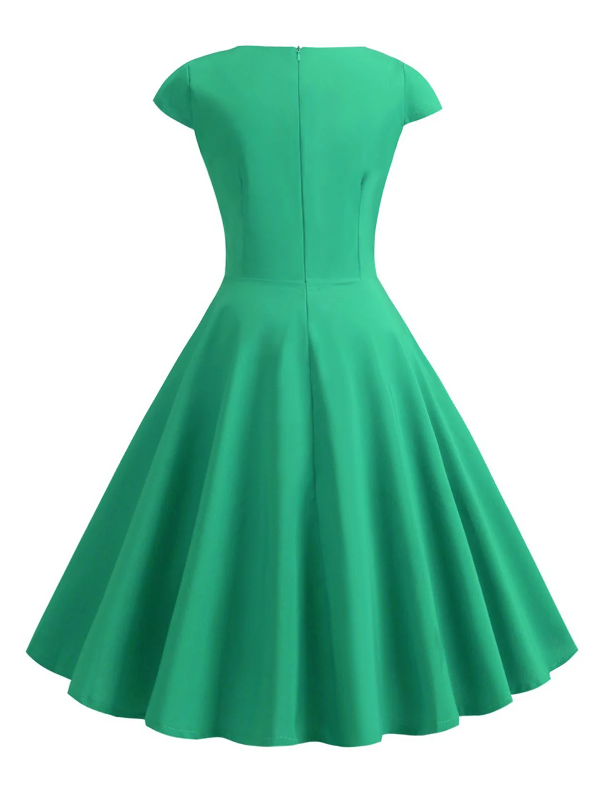 1950s Solid Heart Neck Short Sleeve Dress - Image 18