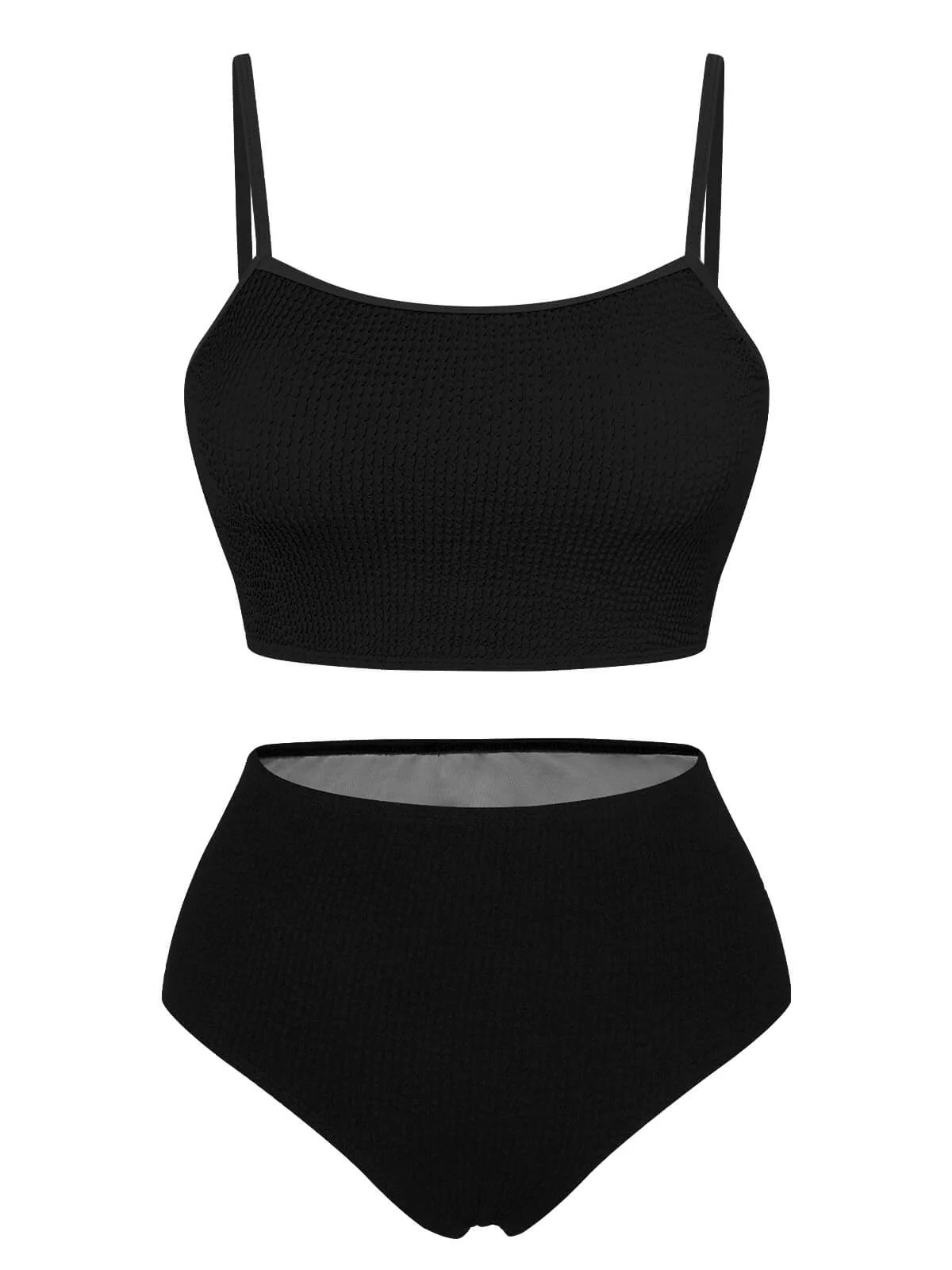 1950s Solid High Rise Strap Swimsuit - Image 5