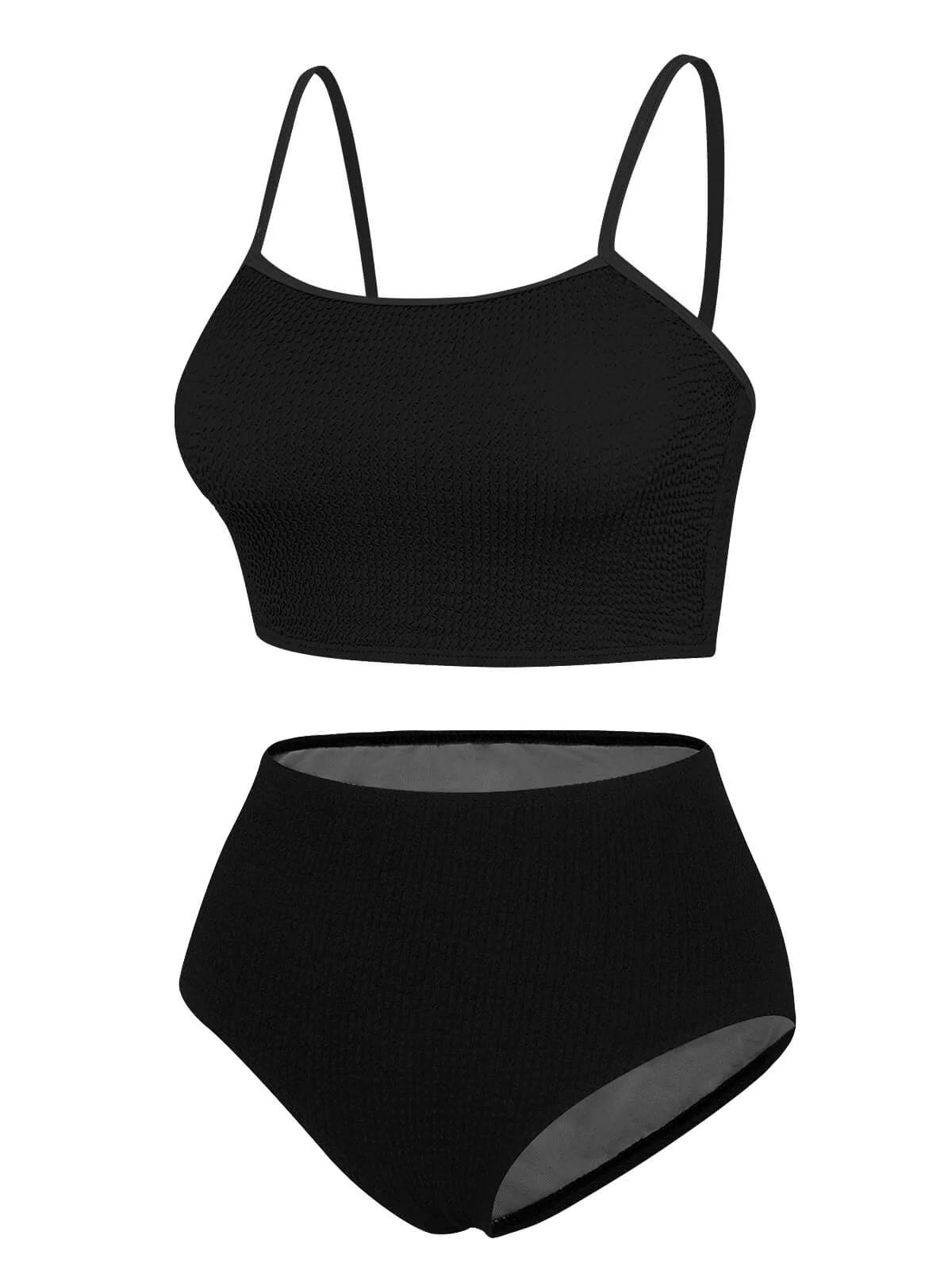 1950s Solid High Rise Strap Swimsuit - Image 6