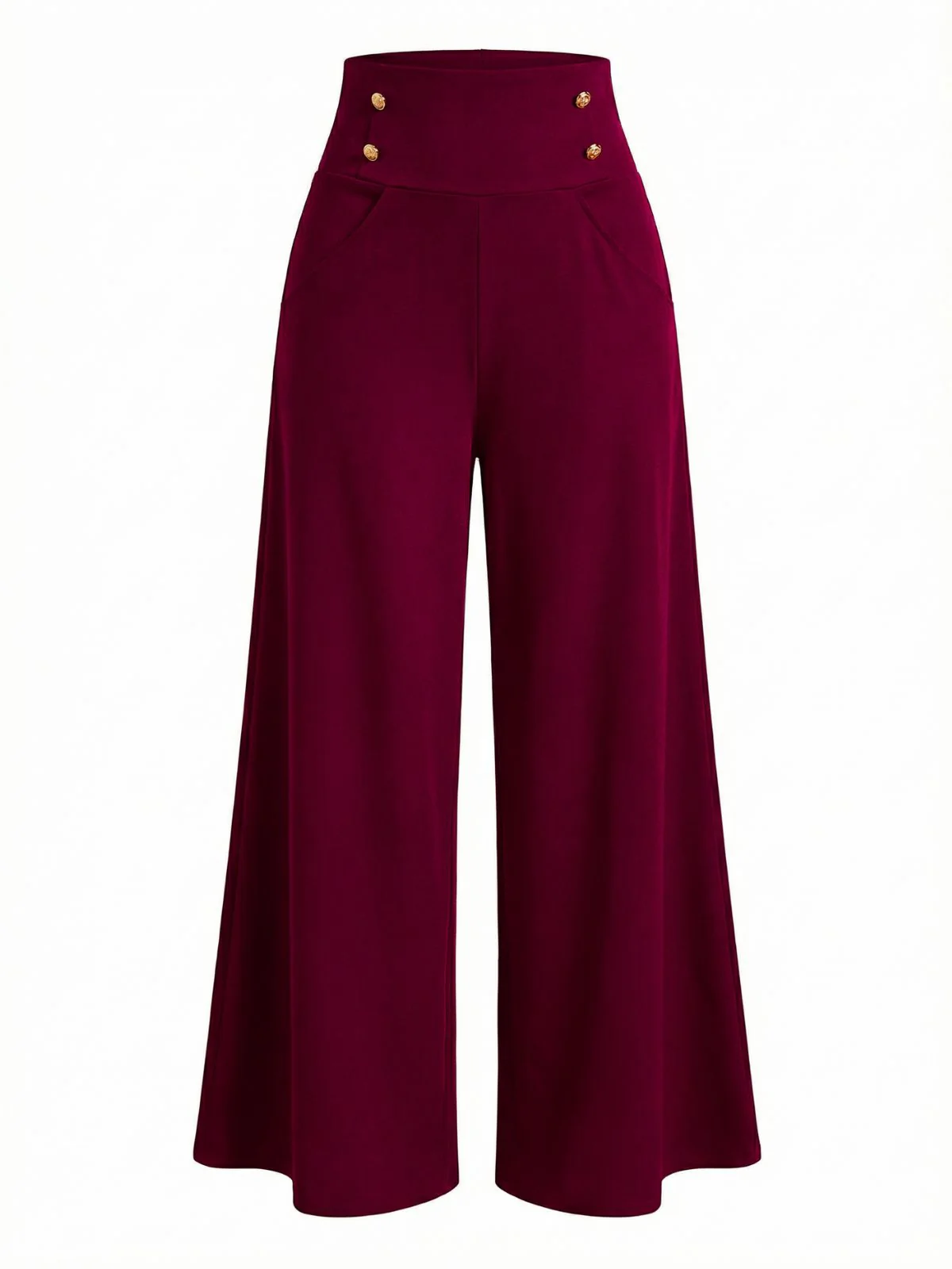 1950s Solid High Waist Double Breasted Wideleg Pants - Image 3