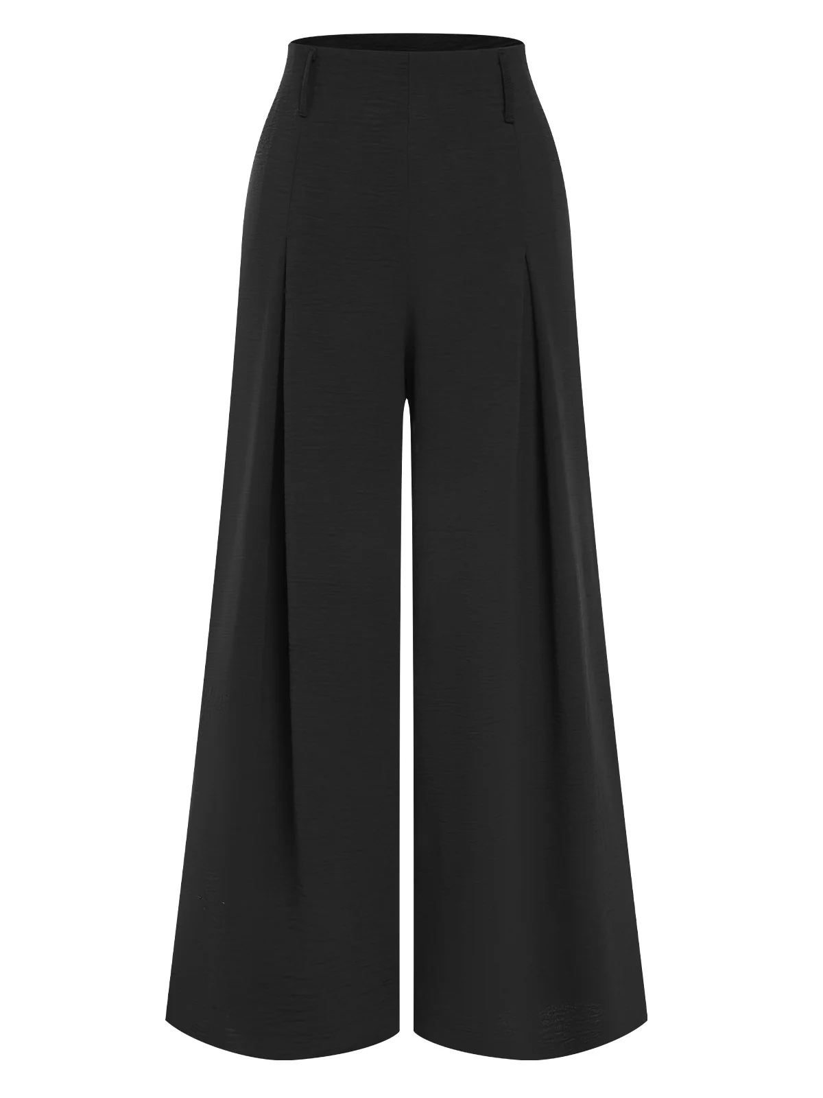 1950s Solid Hight Waist Pleated Wideleg Pants - Image 4