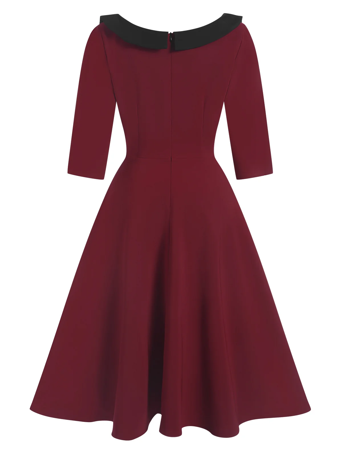 1950s Solid Irregular Collar Half Sleeves Dress - Image 3