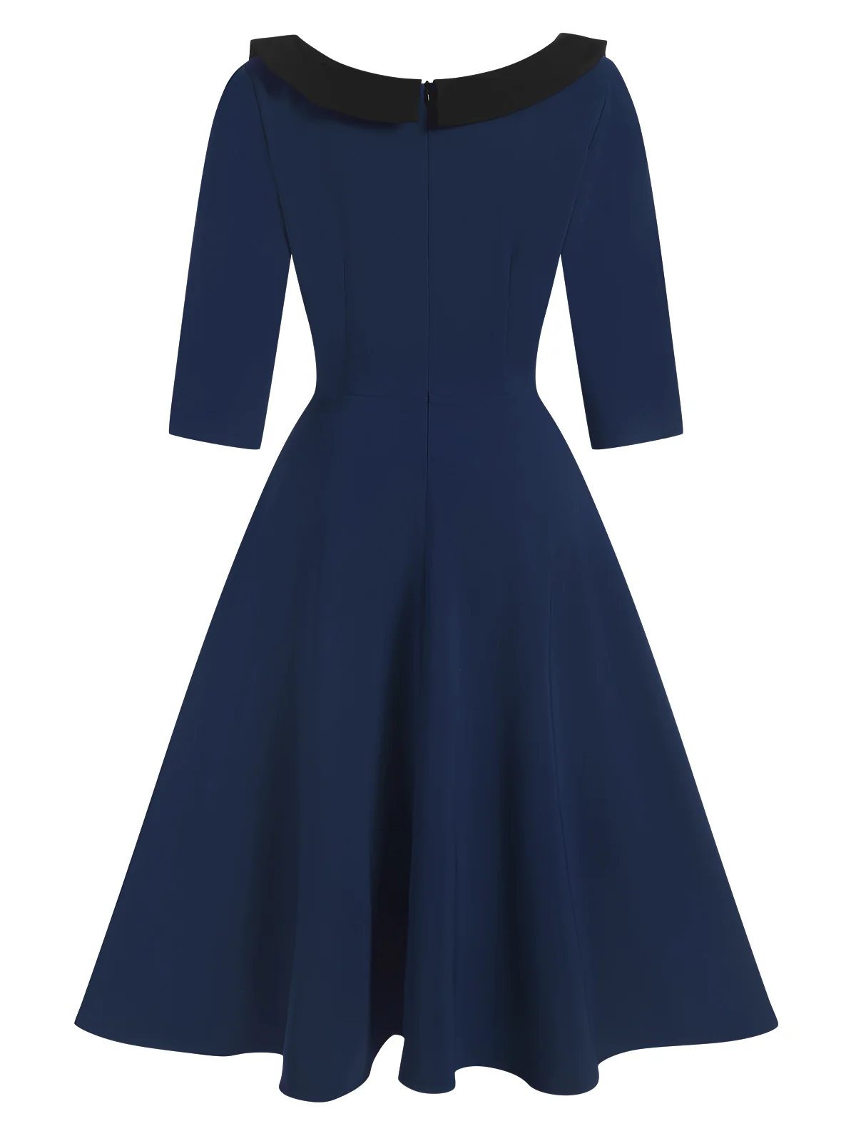 1950s Solid Irregular Collar Half Sleeves Dress - Image 7